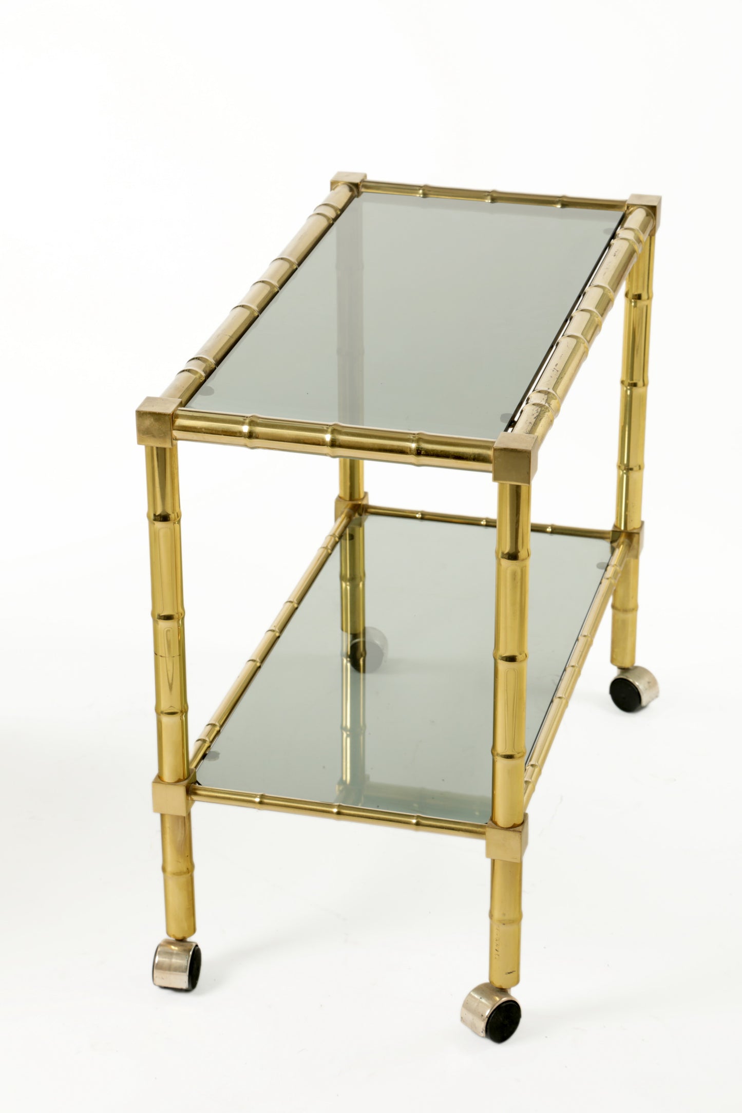 70s bamboo brass trolley