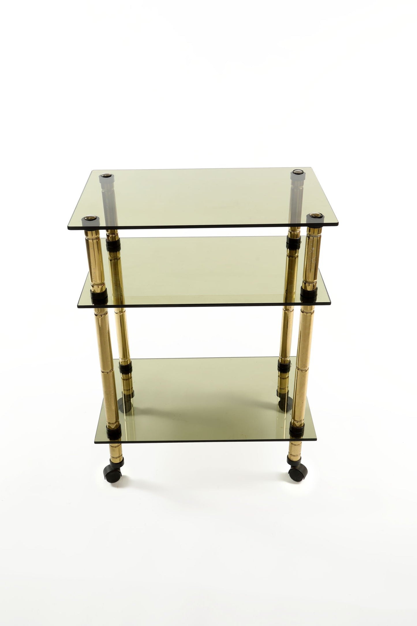 Trolley 70s smoked glass structure in brass