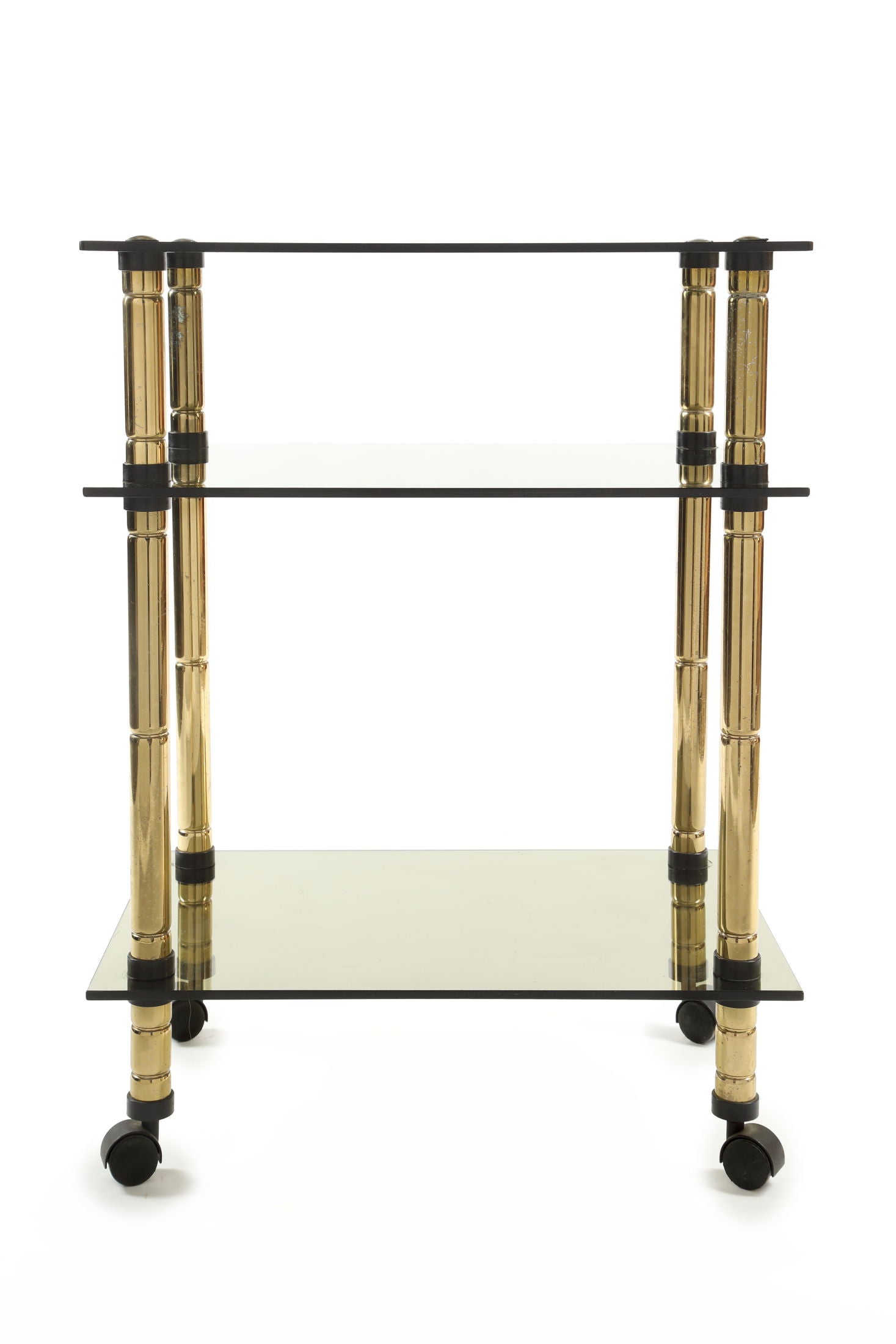 Trolley 70s smoked glass structure in brass