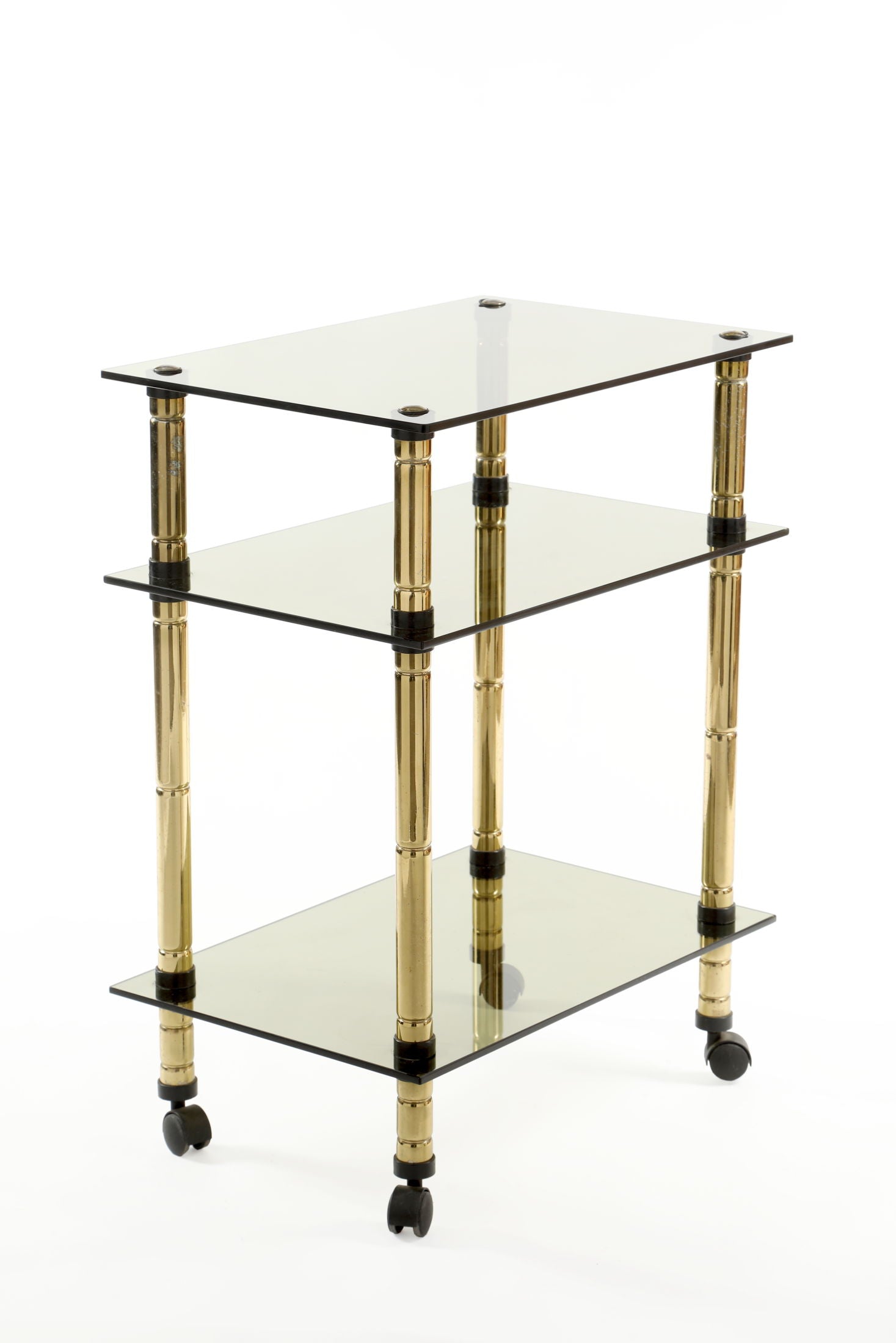 Trolley 70s smoked glass structure in brass