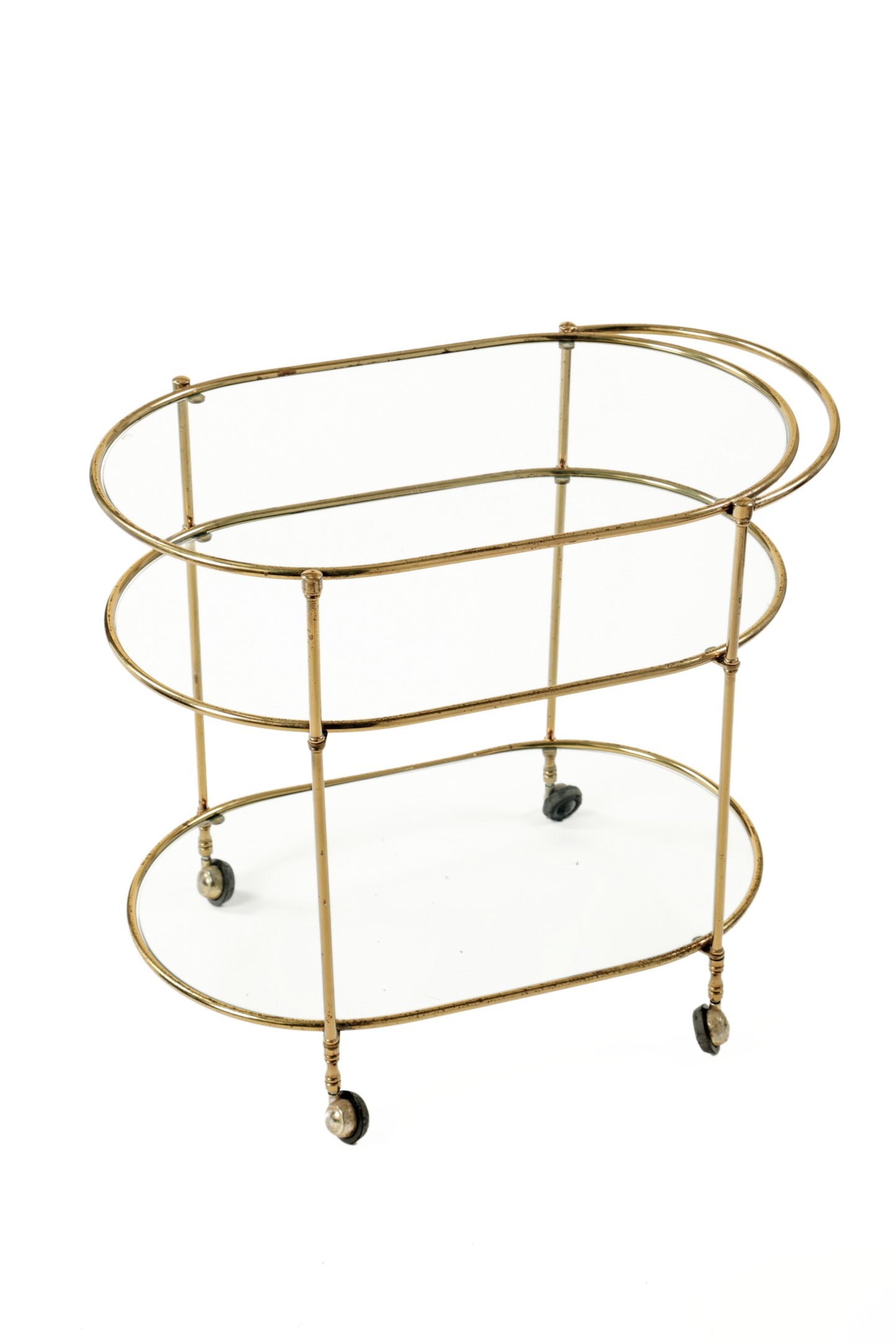 70's brass and glass trolley