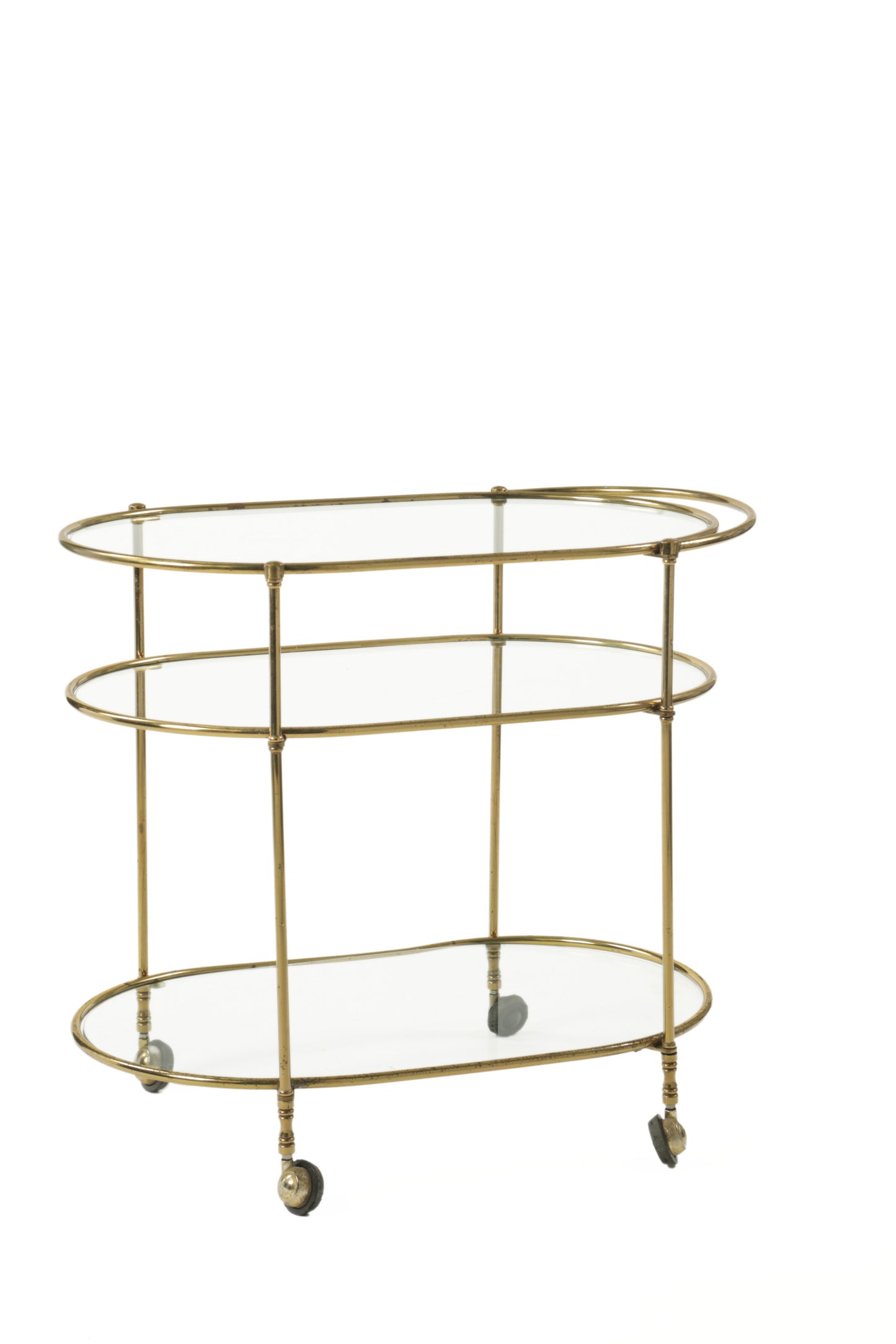 70's brass and glass trolley