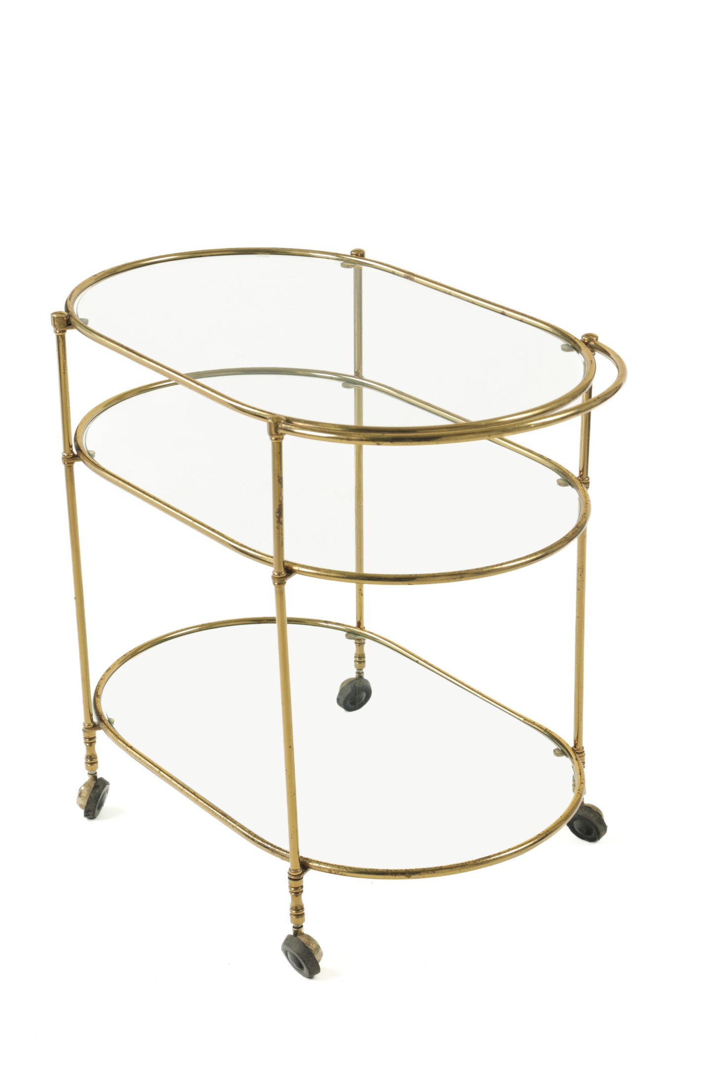 70's brass and glass trolley