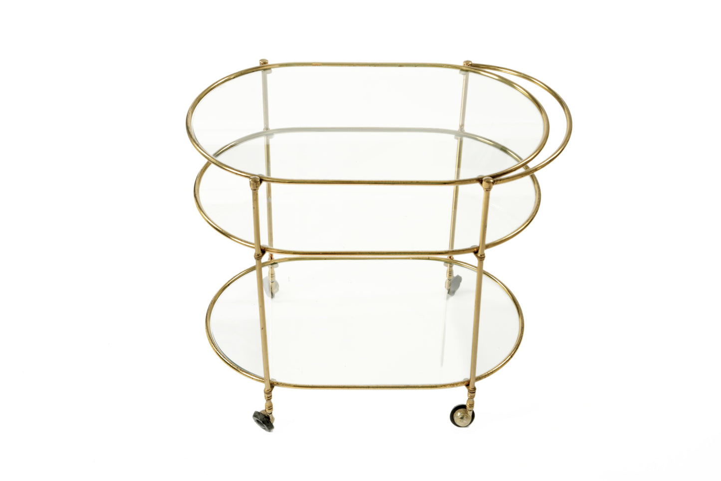 70's brass and glass trolley