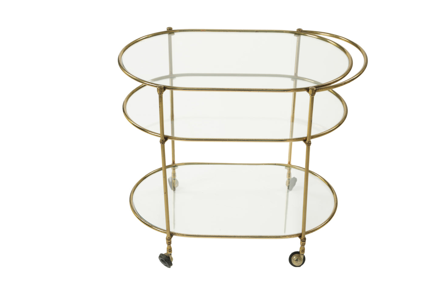 70's brass and glass trolley