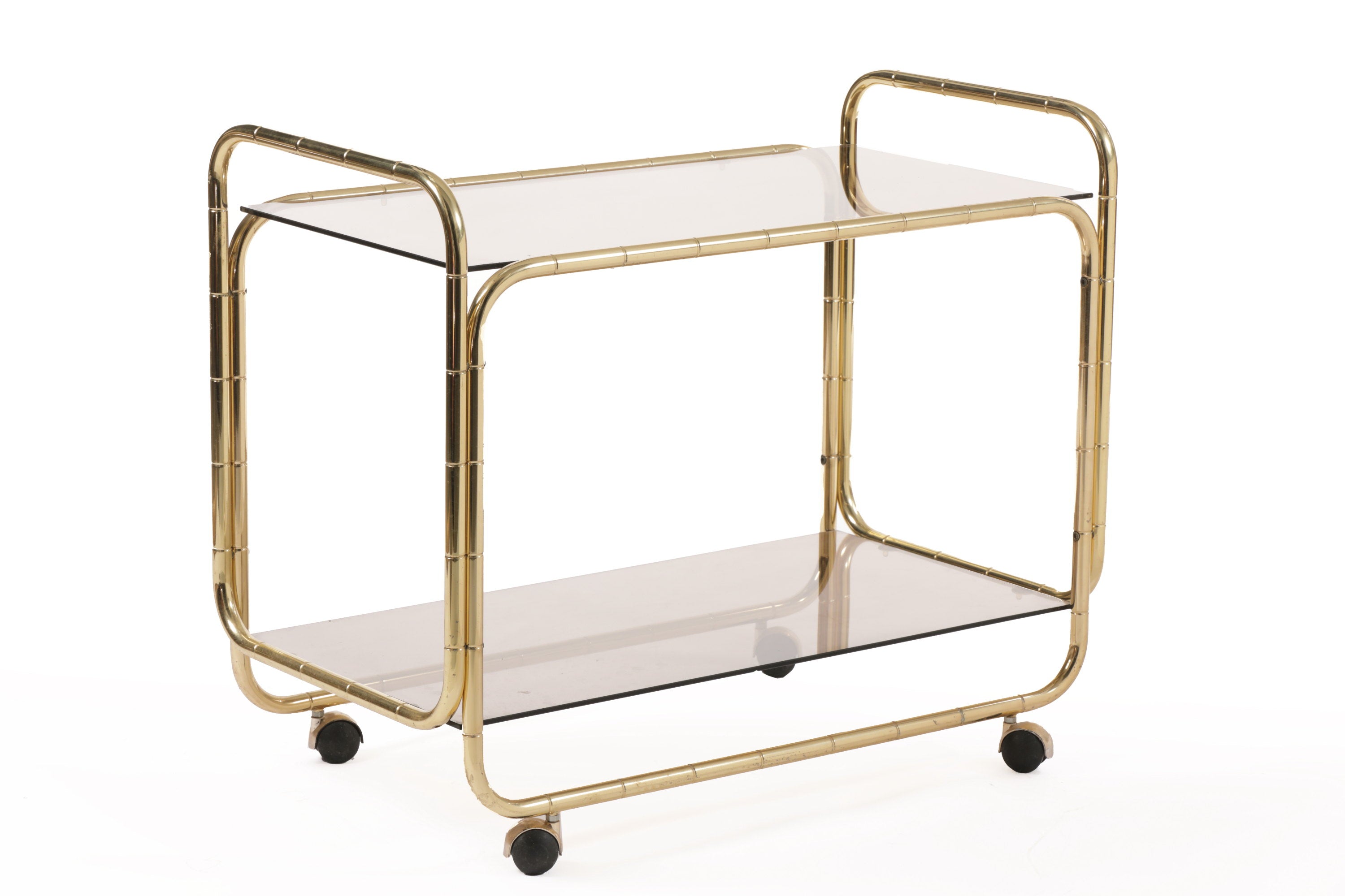 Folding trolley bamboo brass 70s