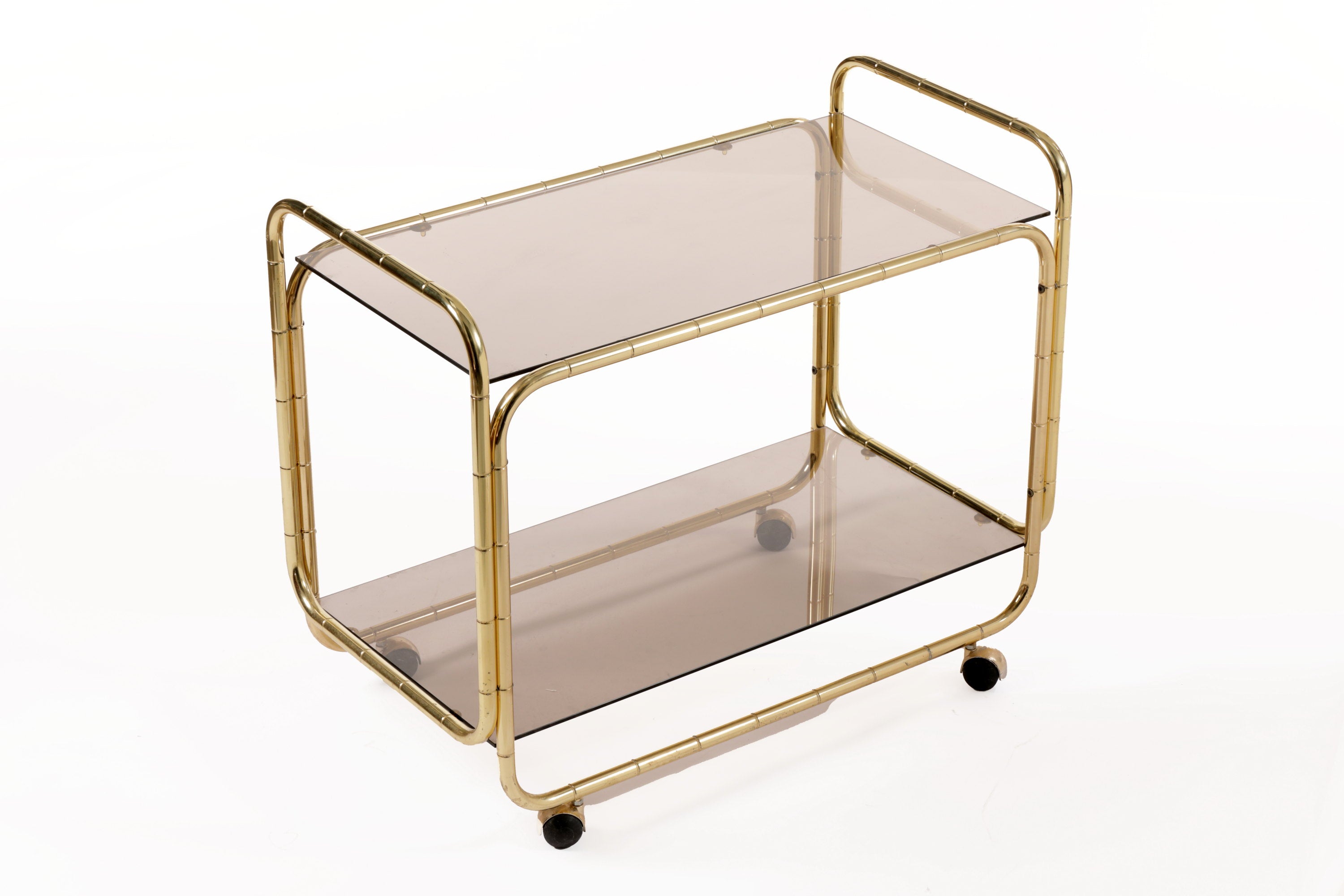 Folding trolley bamboo brass 70s
