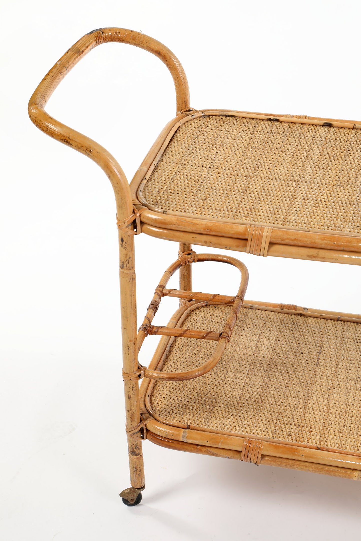 Carrello portavivande bamboo e vimini anni 70