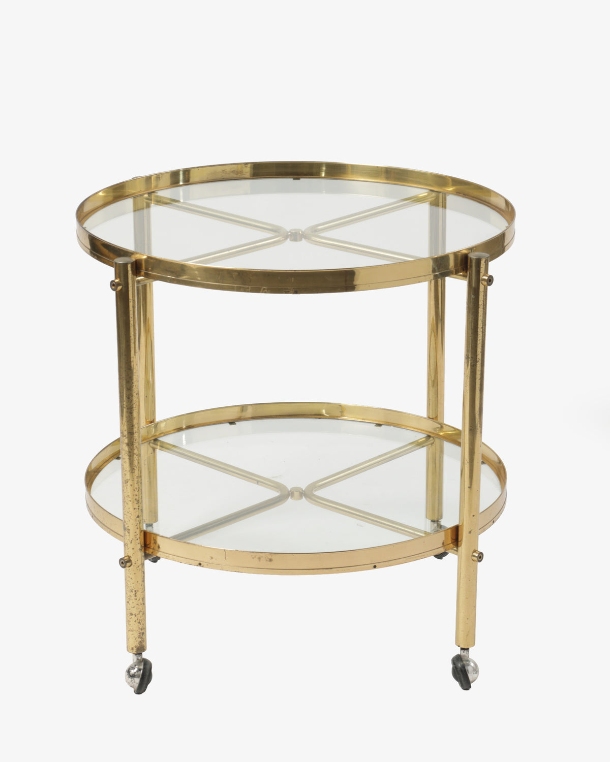 1970s round brass trolley