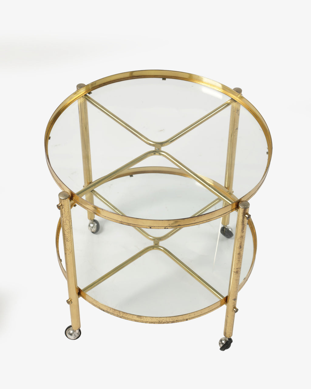 1970s round brass trolley
