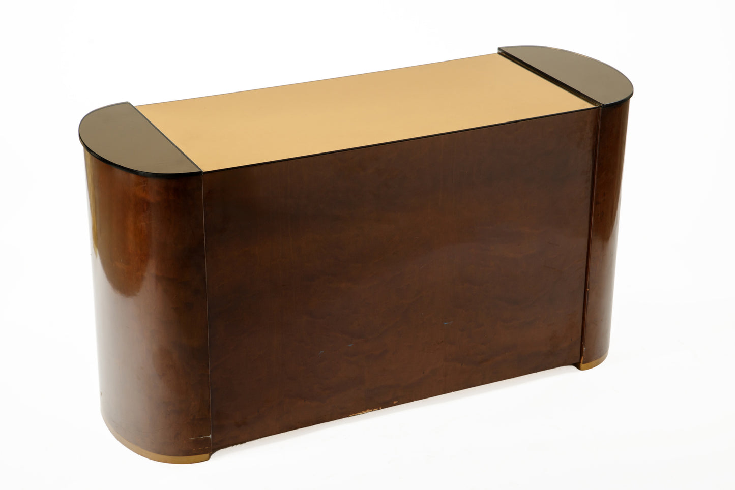 Chest of drawers in briarwood and smoked glass from the 70s