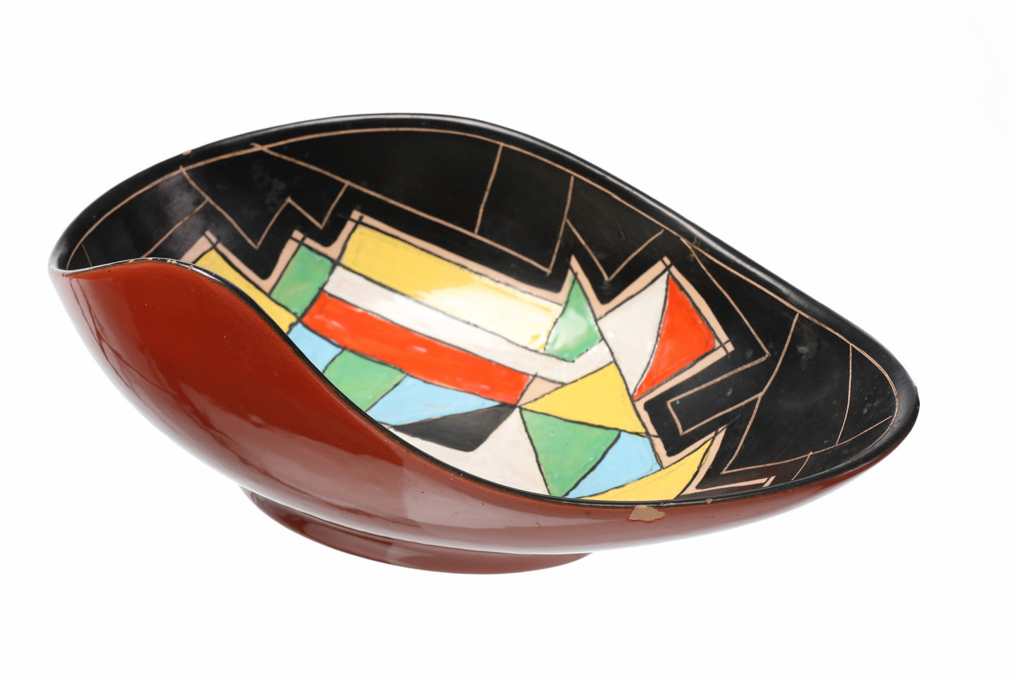 Centrotavola ceramica Deruta anni 60 decoro geometrico