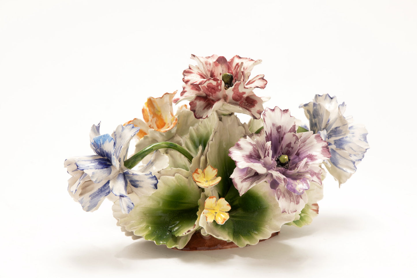 Capodimonte ceramic centerpiece with anemone flowers from the 1950s