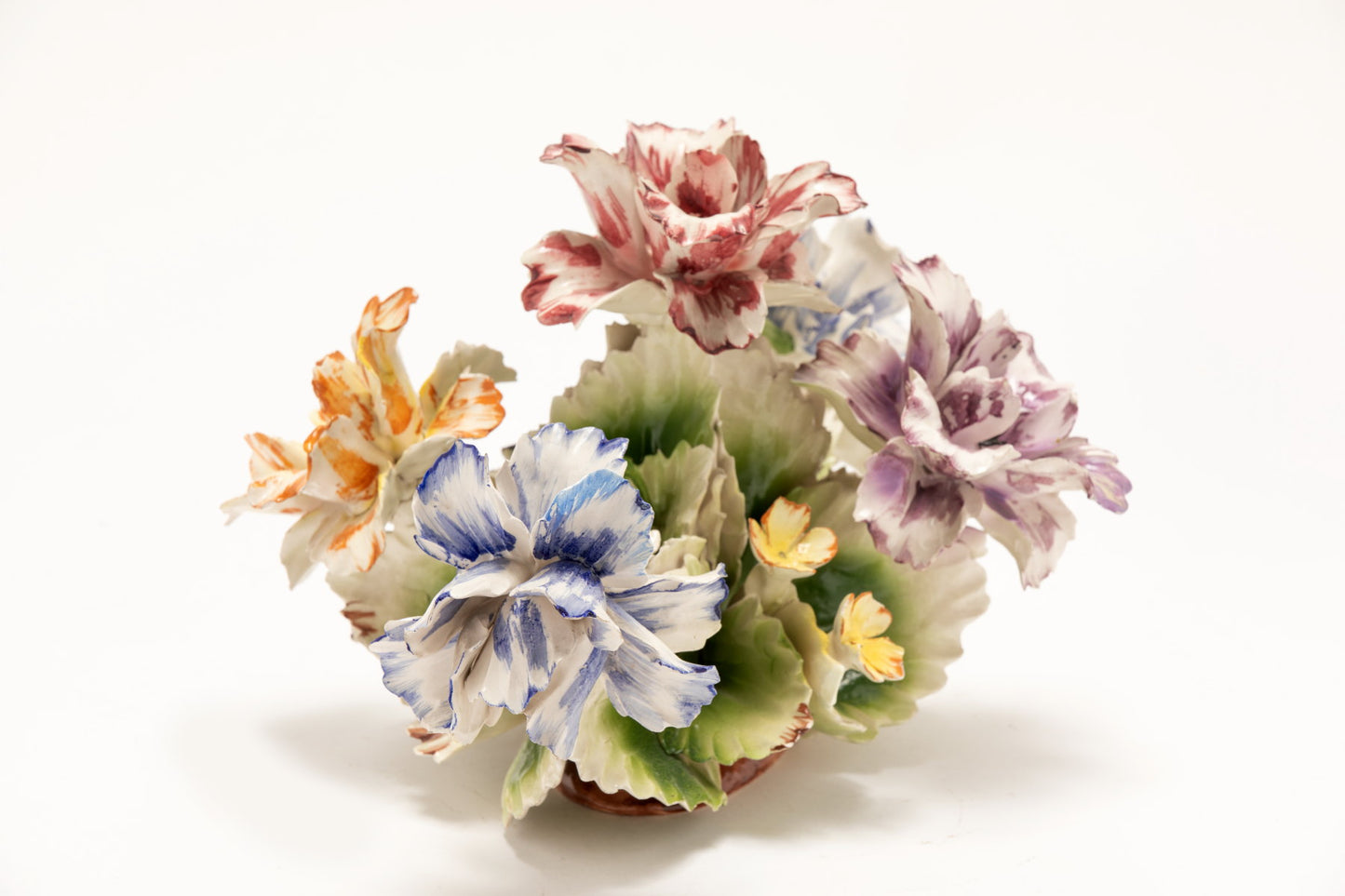 Capodimonte ceramic centerpiece with anemone flowers from the 1950s