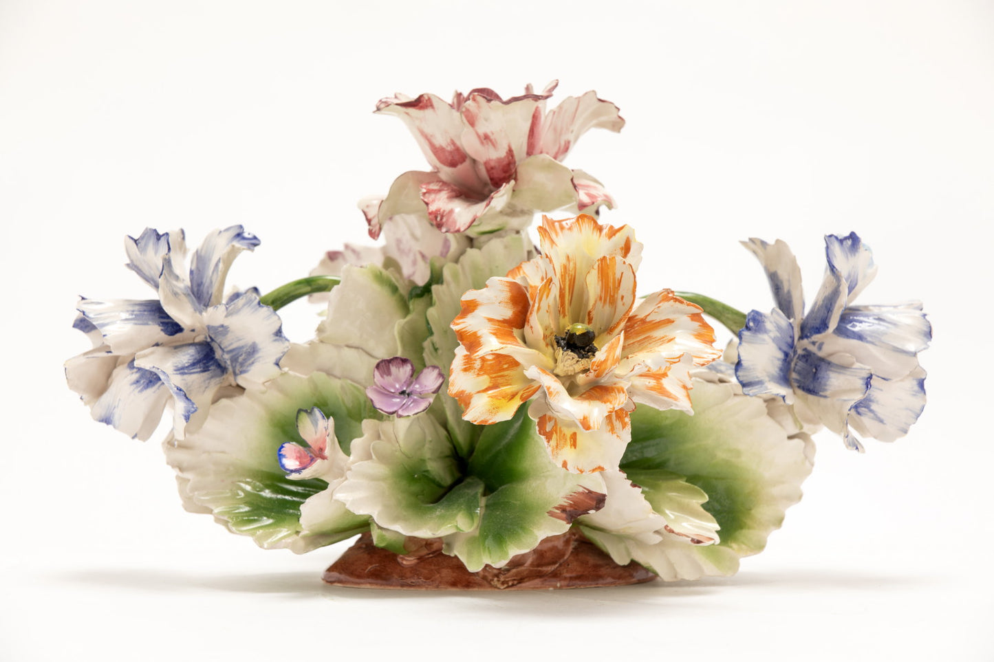 Capodimonte ceramic centerpiece with anemone flowers from the 1950s