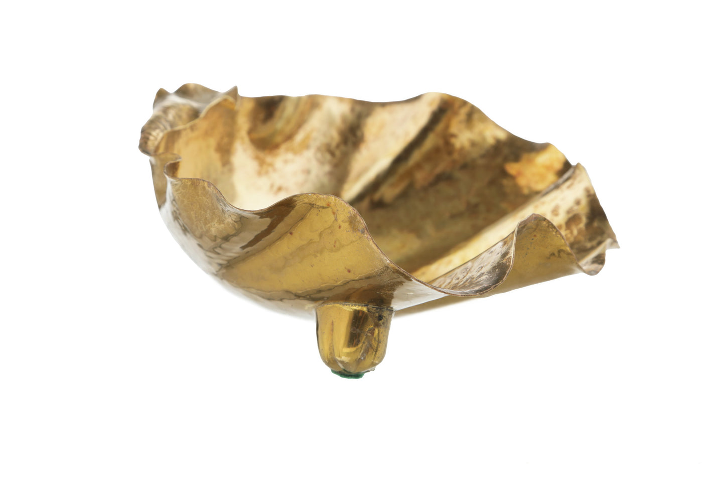 Hammered brass shell centerpiece from the 70s