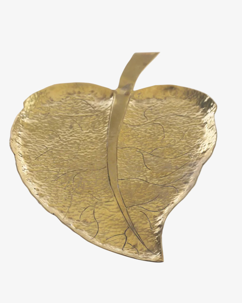1970s brass leaf centrepiece