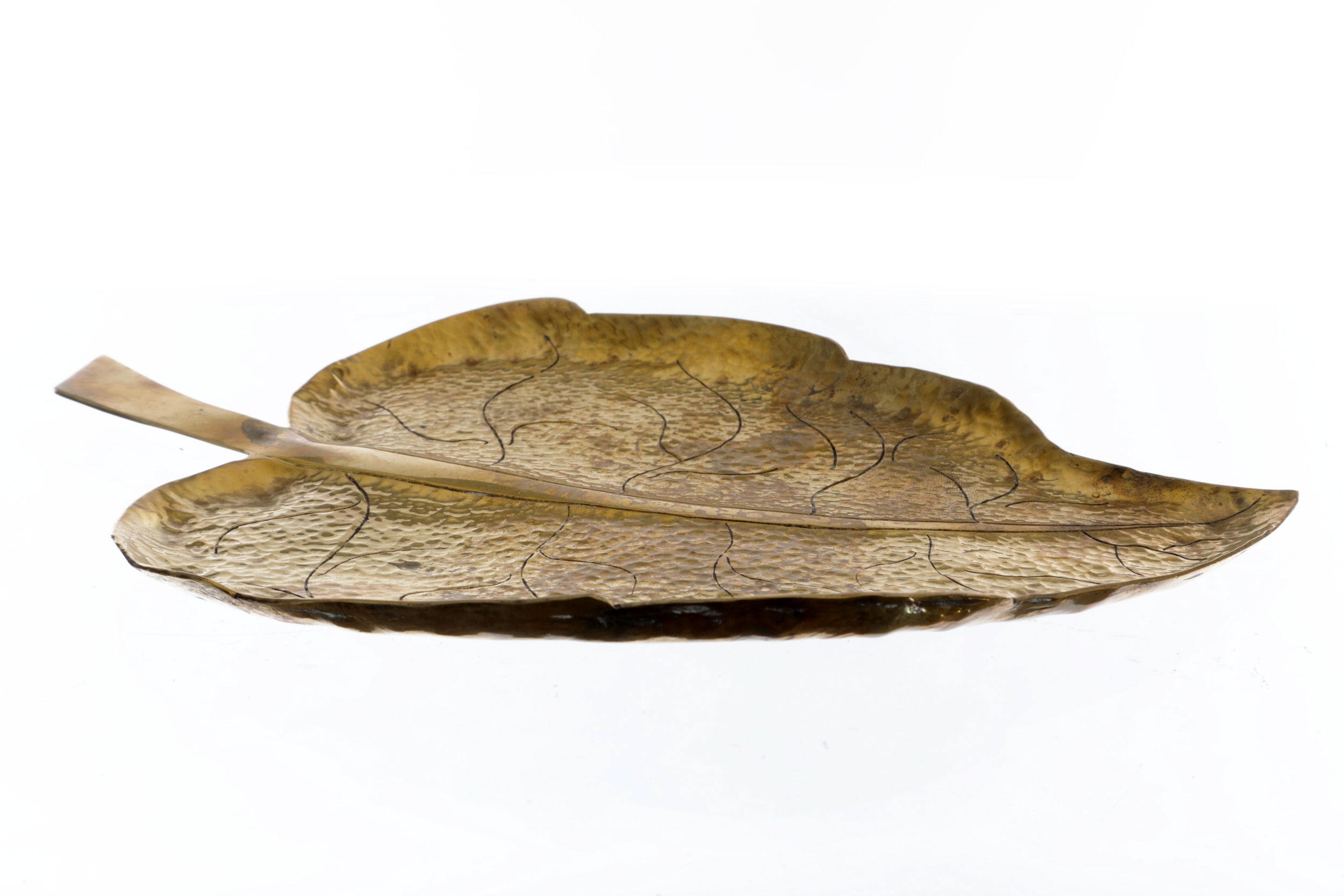 1970s brass leaf centrepiece