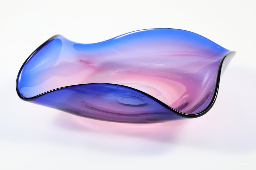 Centrotavola vetro di Murano viola e blu