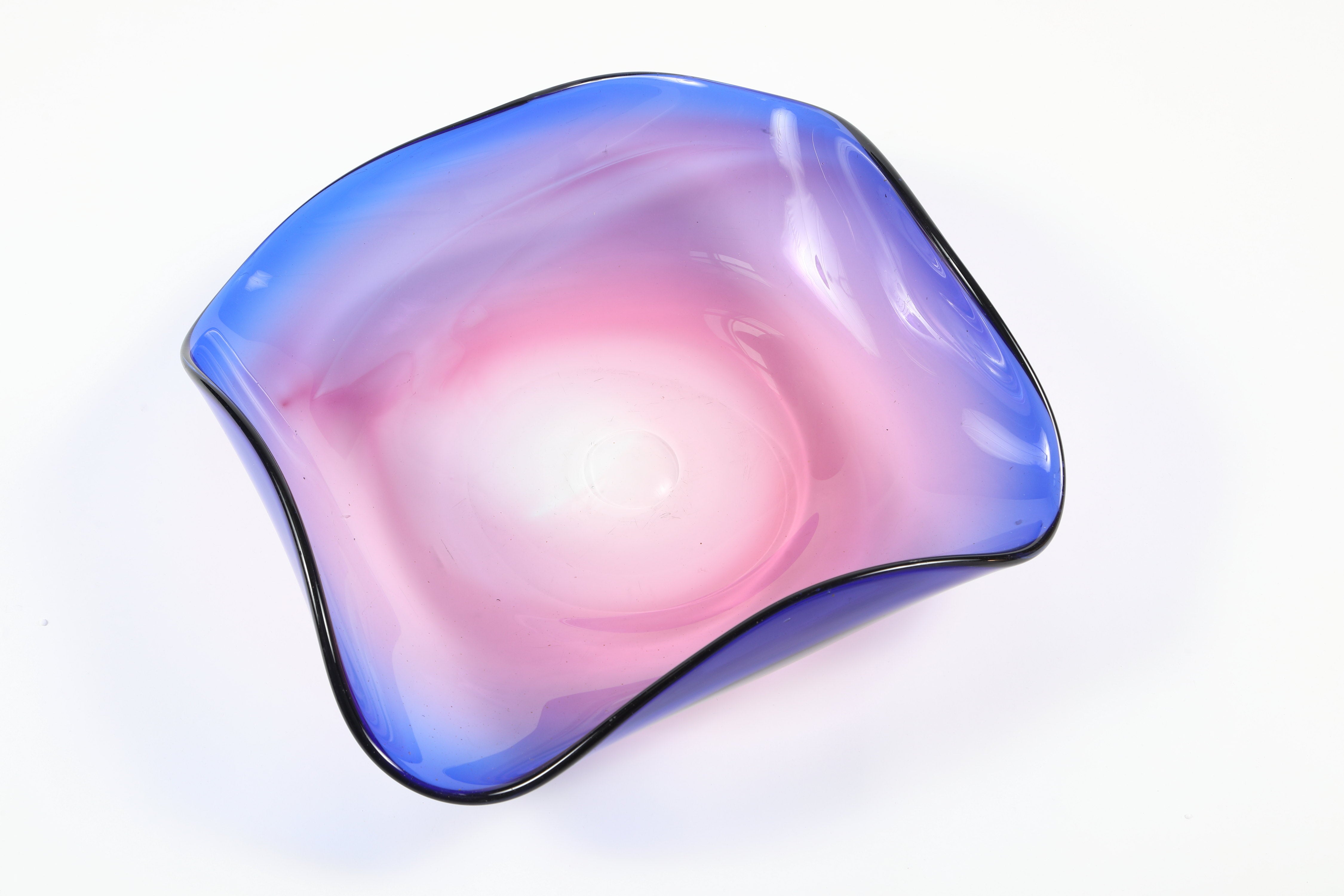 Purple and blue Murano glass centerpiece