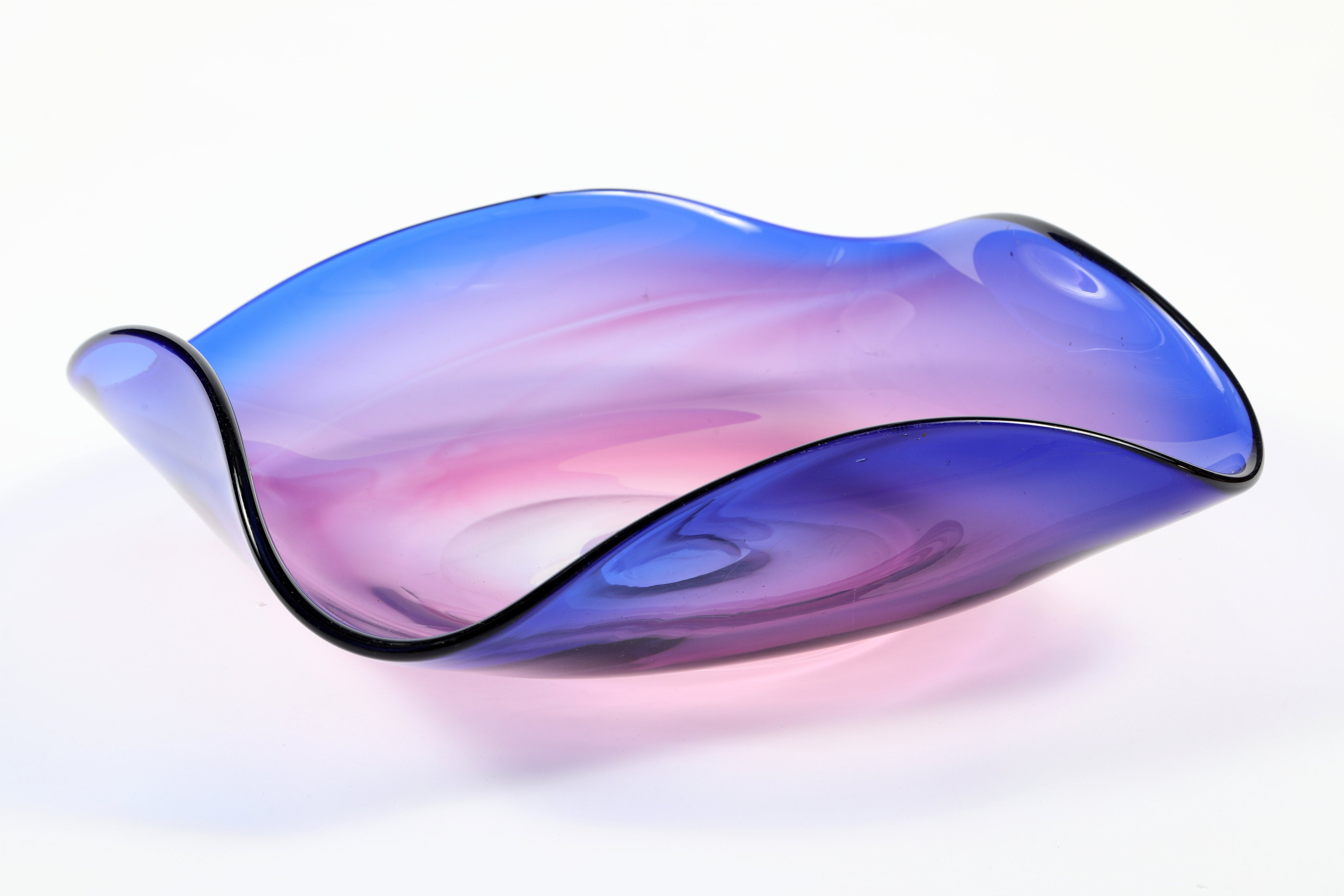 Purple and blue Murano glass centerpiece