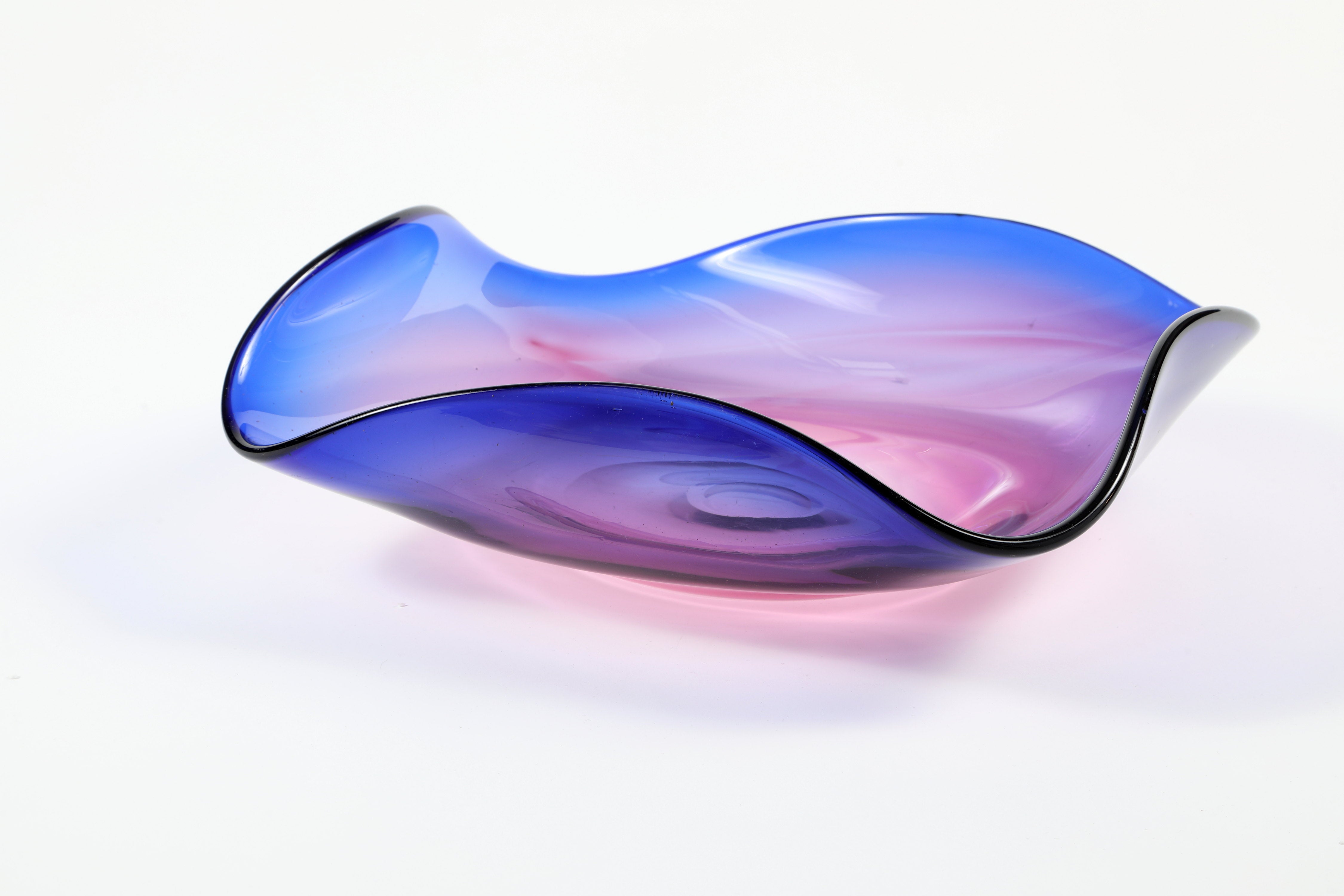 Purple and blue Murano glass centerpiece