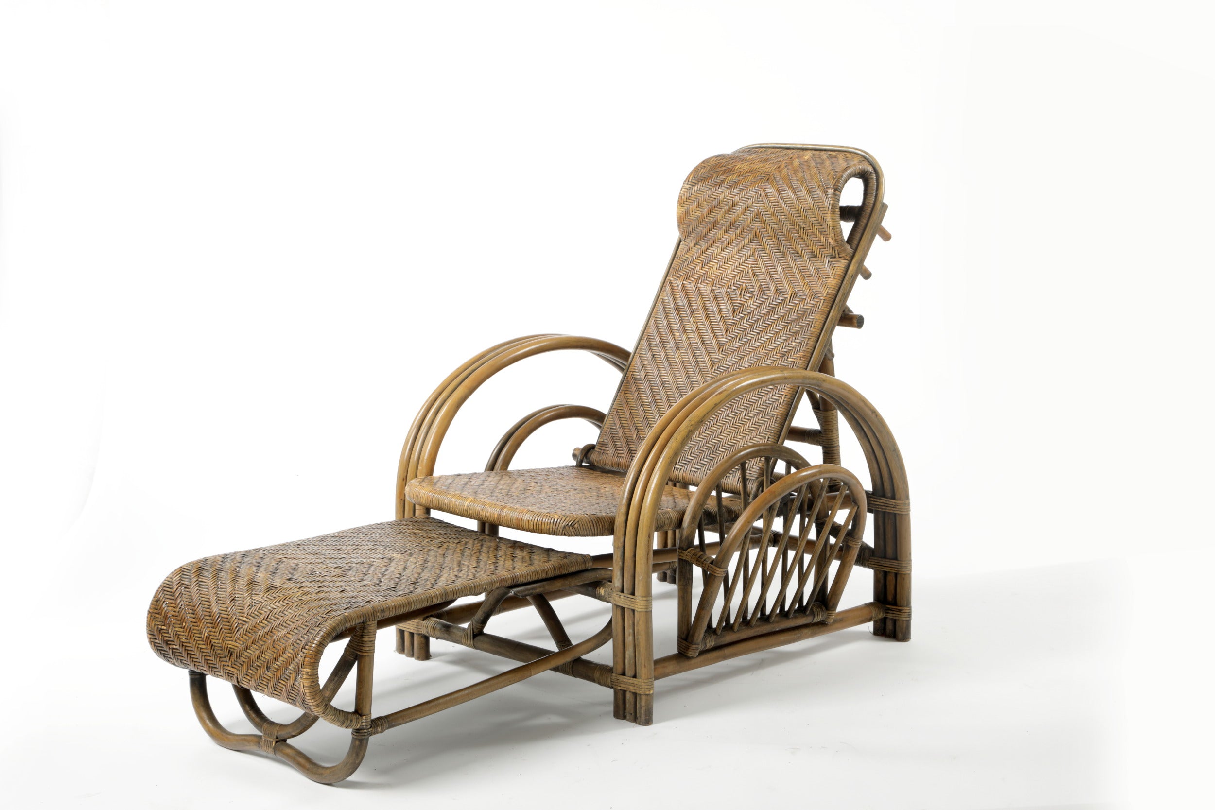 Rattan chaise longue from the 60s
