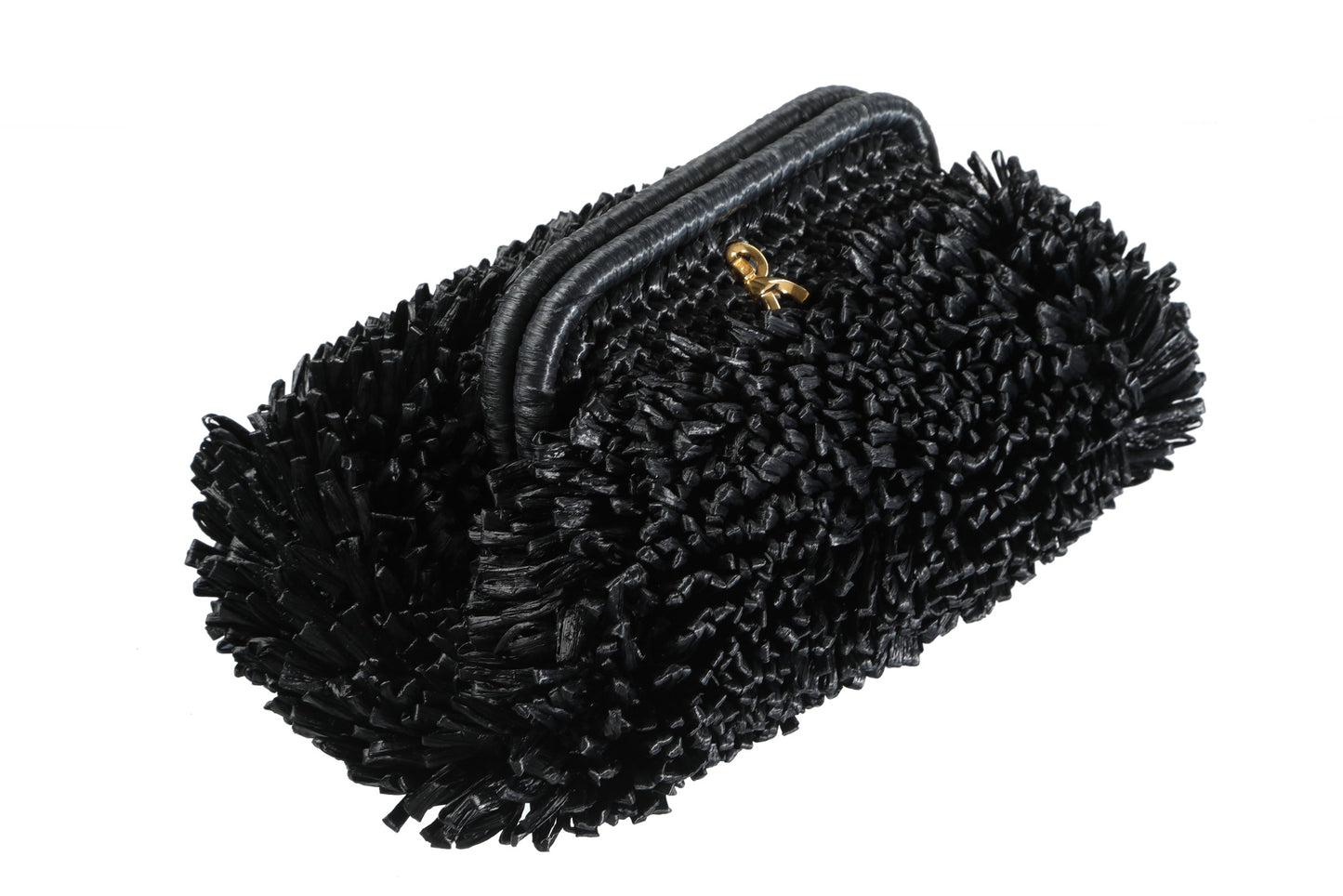 Roberta Di Camerino clutch in fringed black raffia