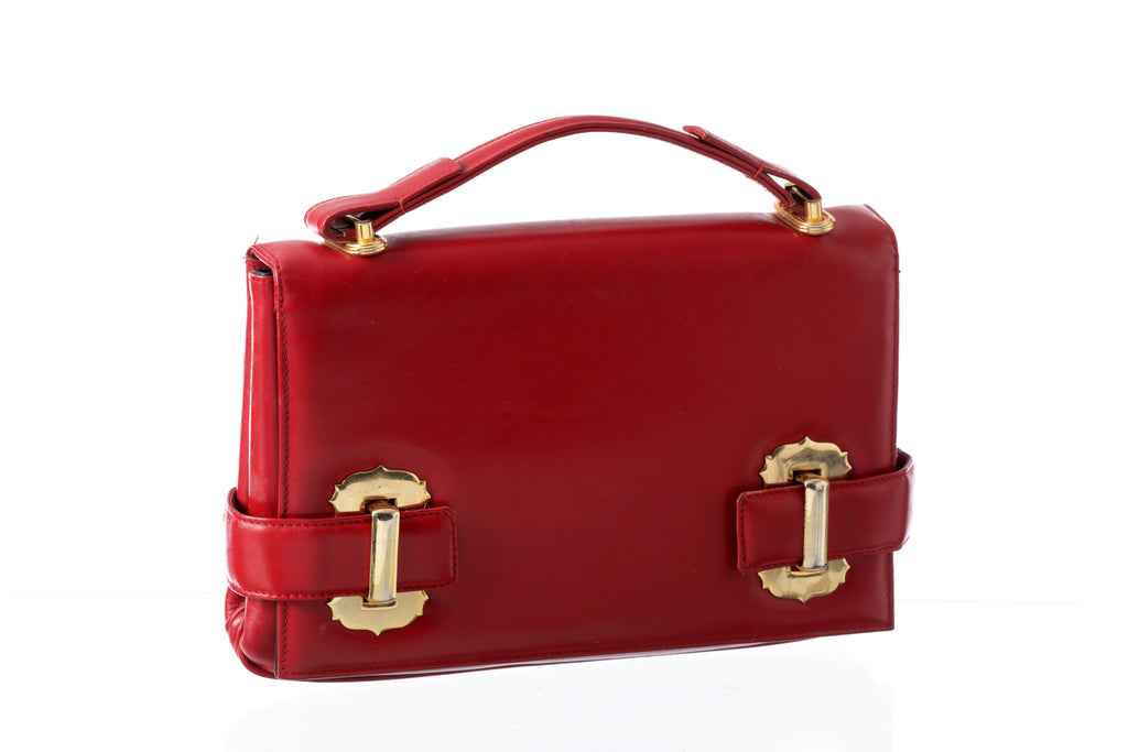 Clutch pelle anni 70 rosso rubino