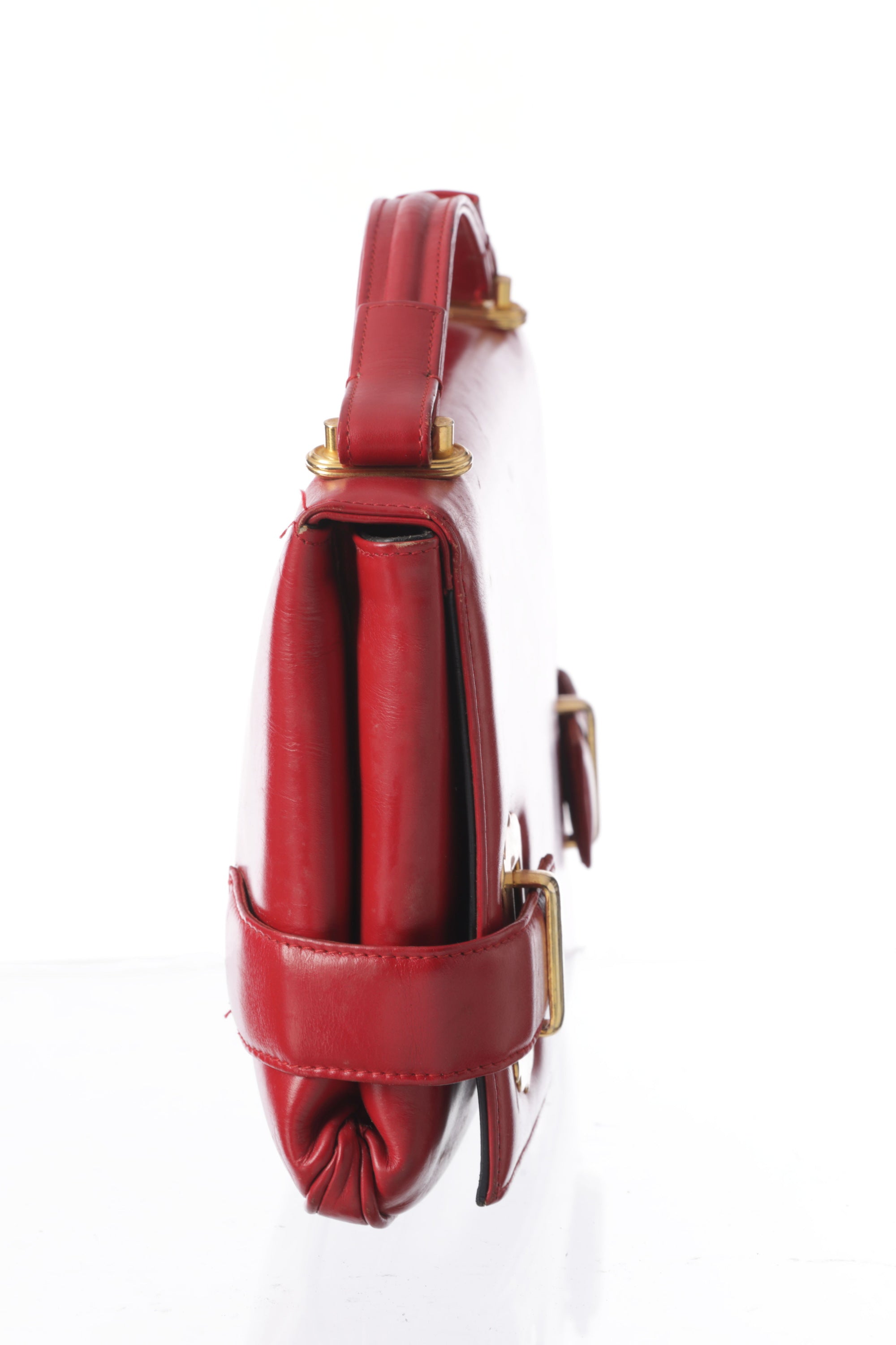 Clutch pelle anni 70 rosso rubino