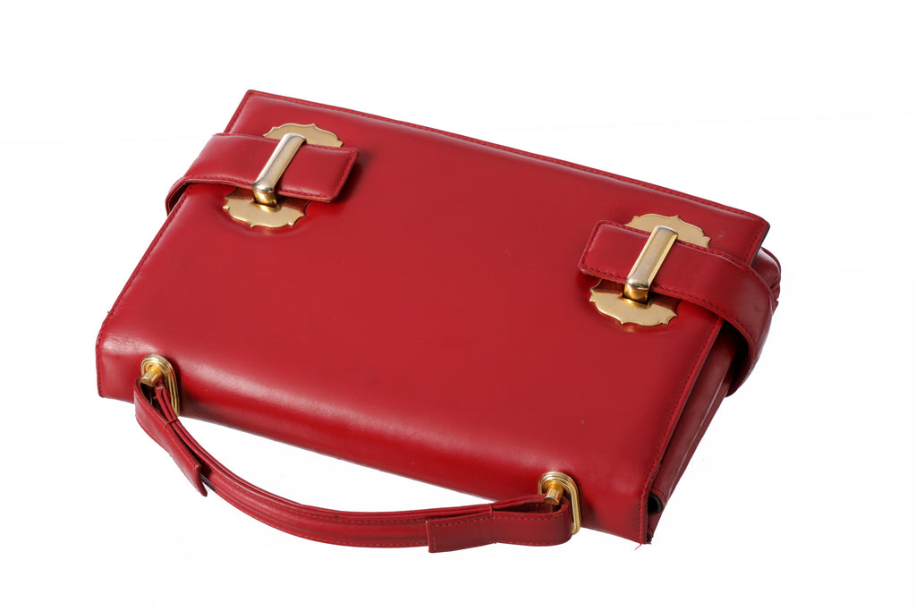 Clutch pelle anni 70 rosso rubino