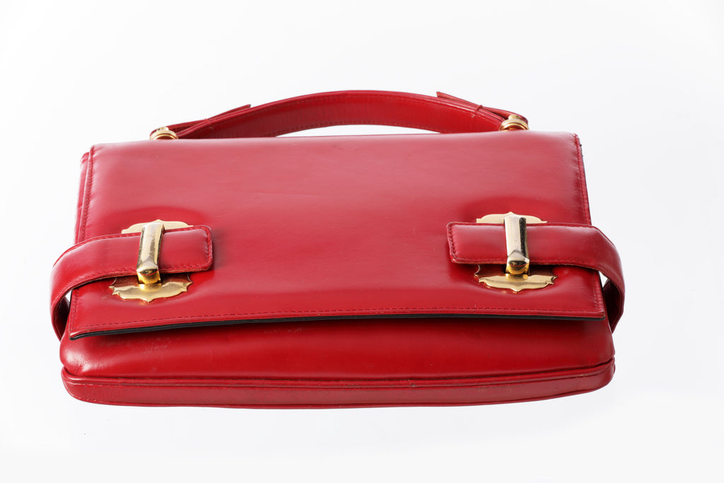 Clutch pelle anni 70 rosso rubino