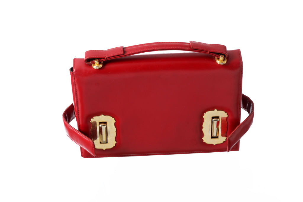 Clutch pelle anni 70 rosso rubino