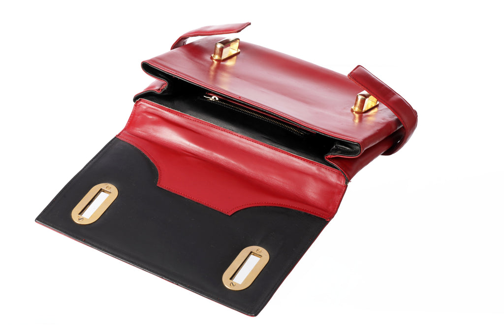Clutch pelle anni 70 rosso rubino