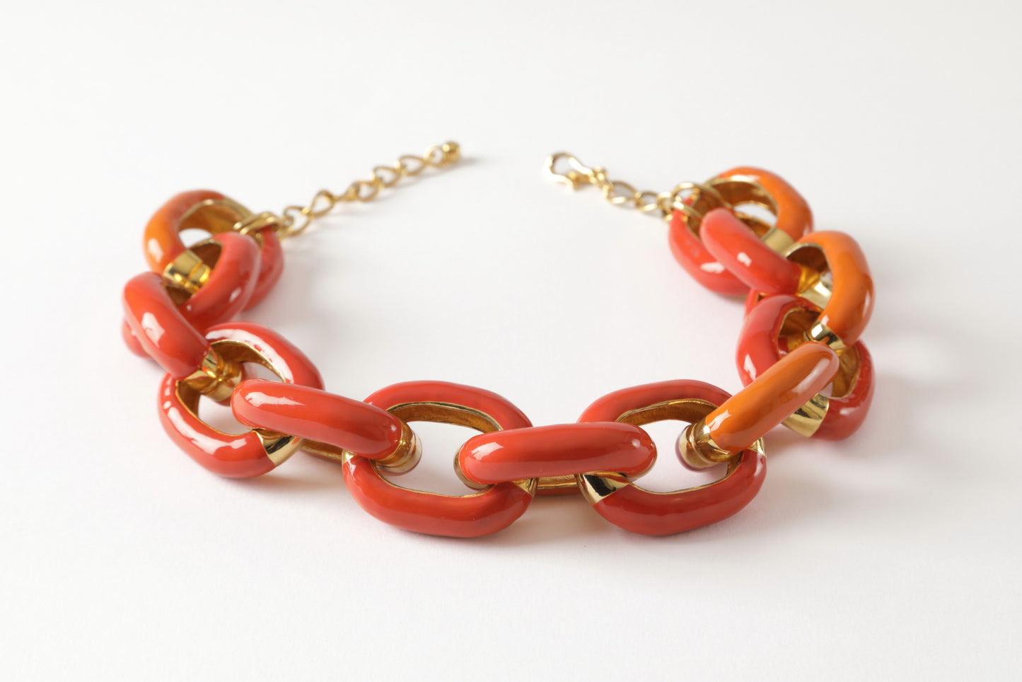 Collana Catena smaltata corallo Kenneth Jay Lane