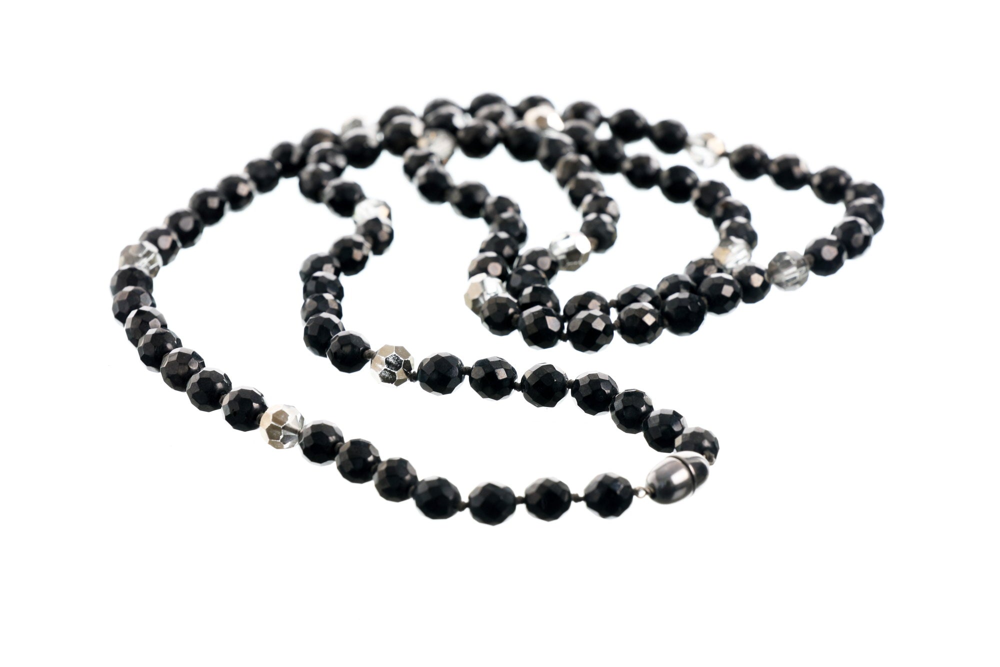 Two-turn necklace with faceted rock crystal
