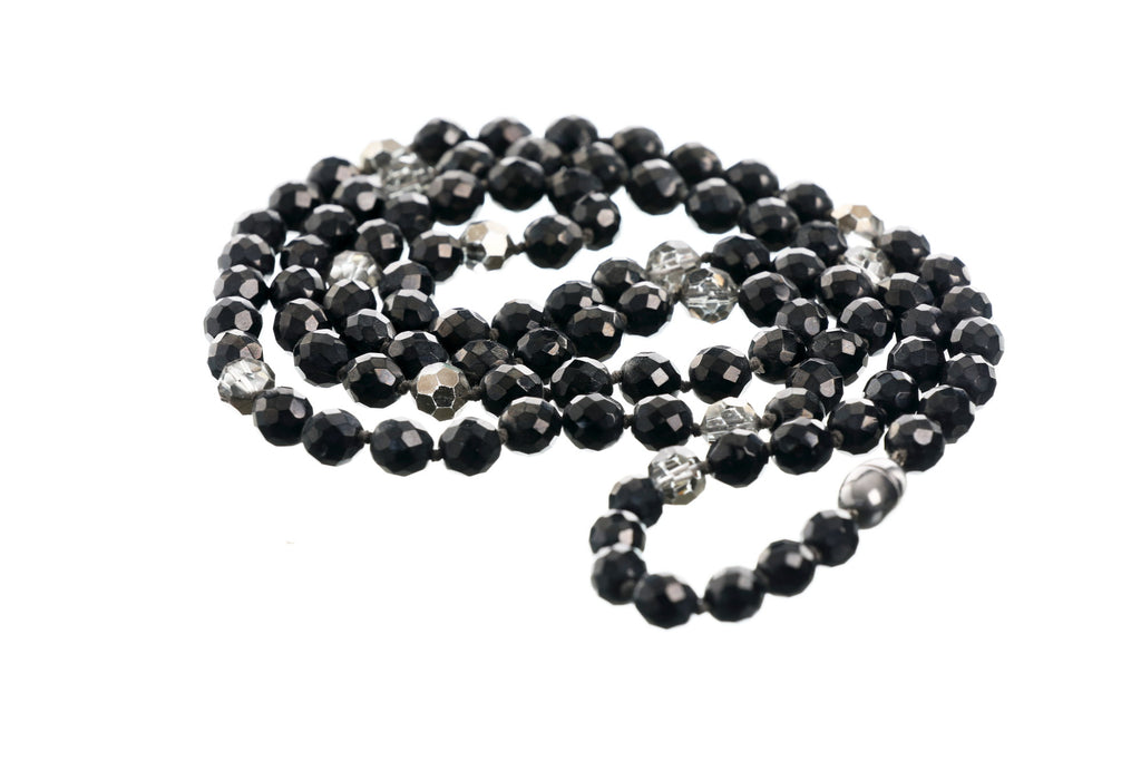Two-turn necklace with faceted rock crystal