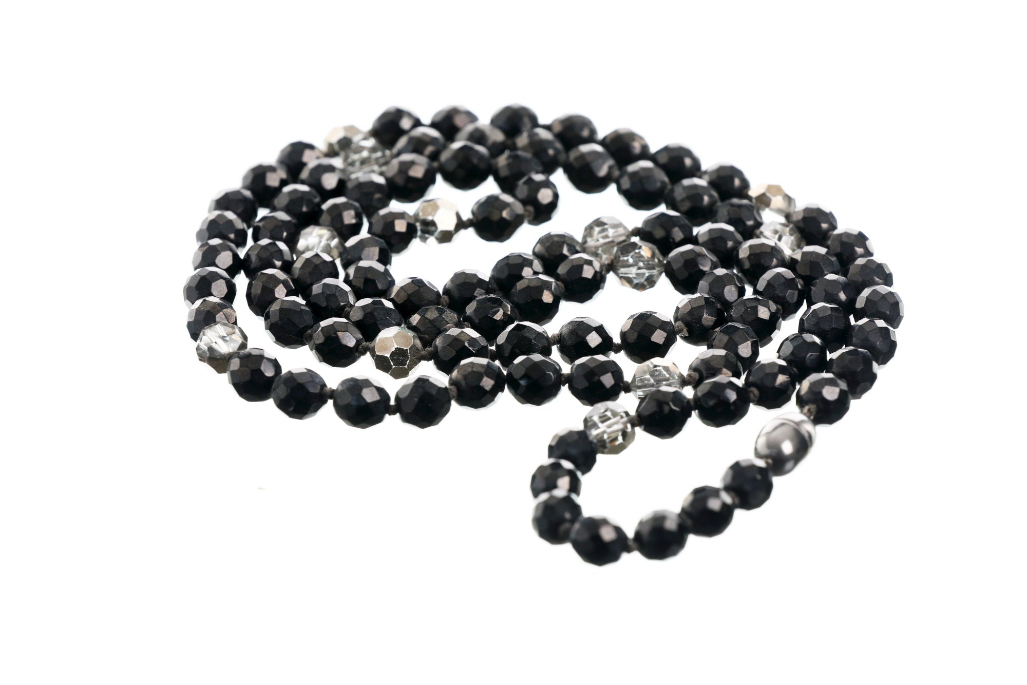 Two-turn necklace with faceted rock crystal
