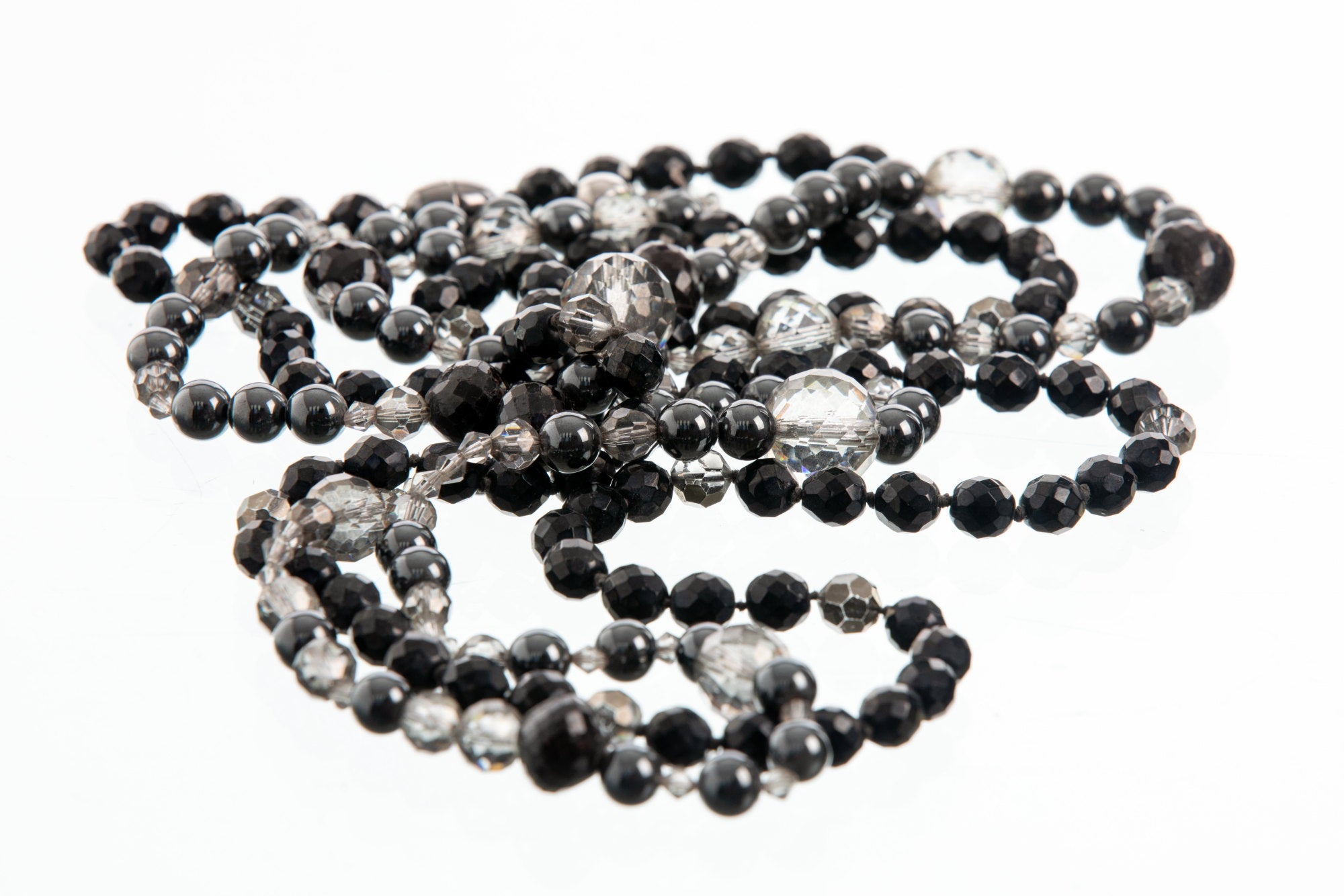 Two-turn necklace with faceted rock crystal