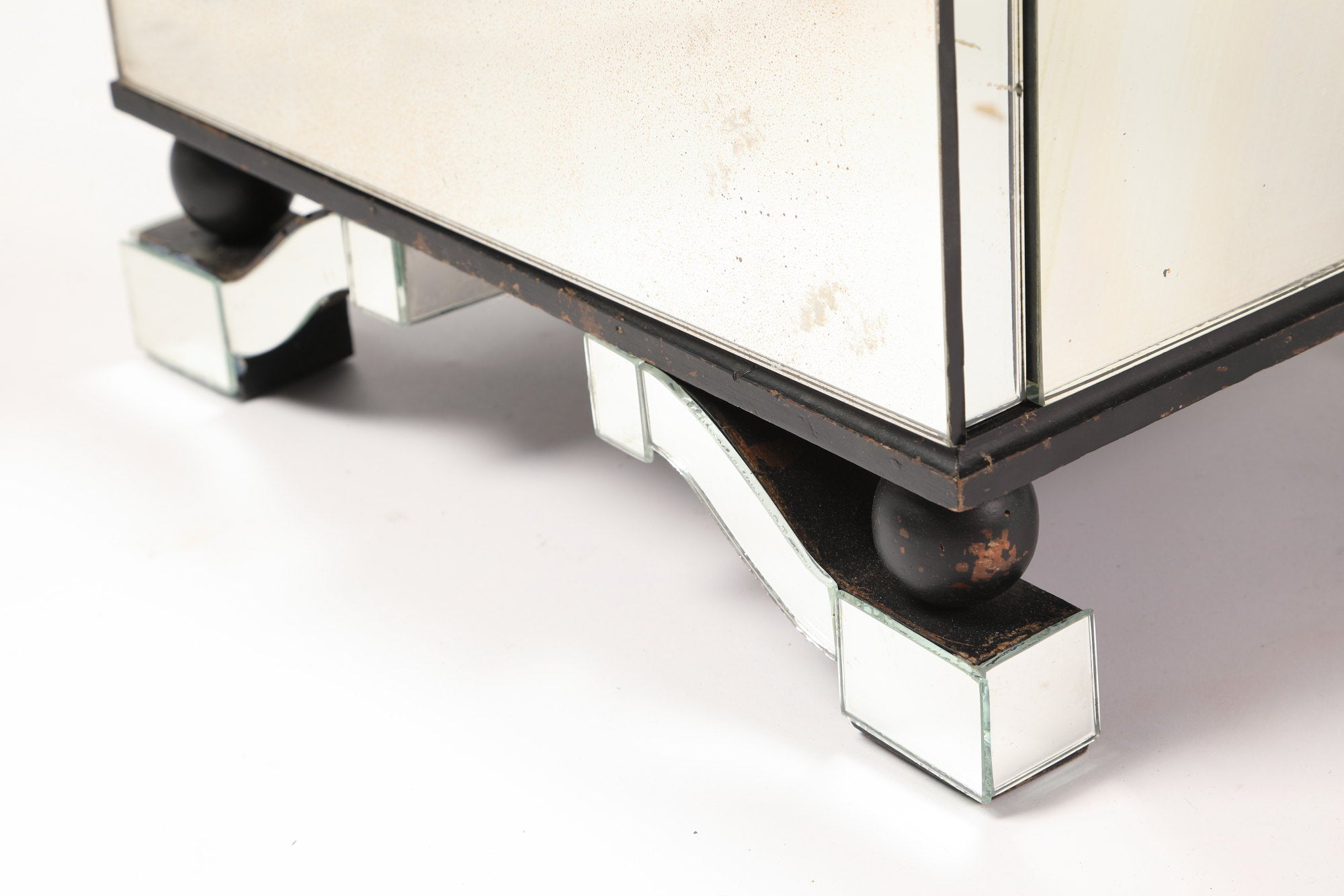 Deco bedside table
 covered with mirror