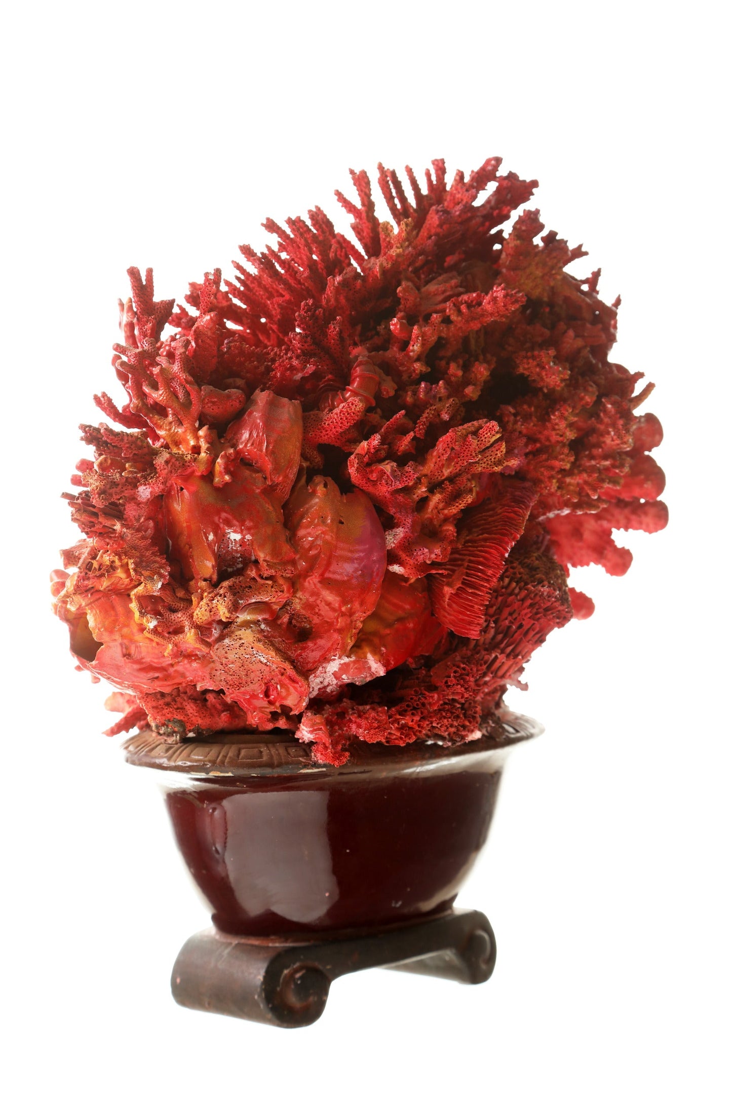 Coral composition oriental vase