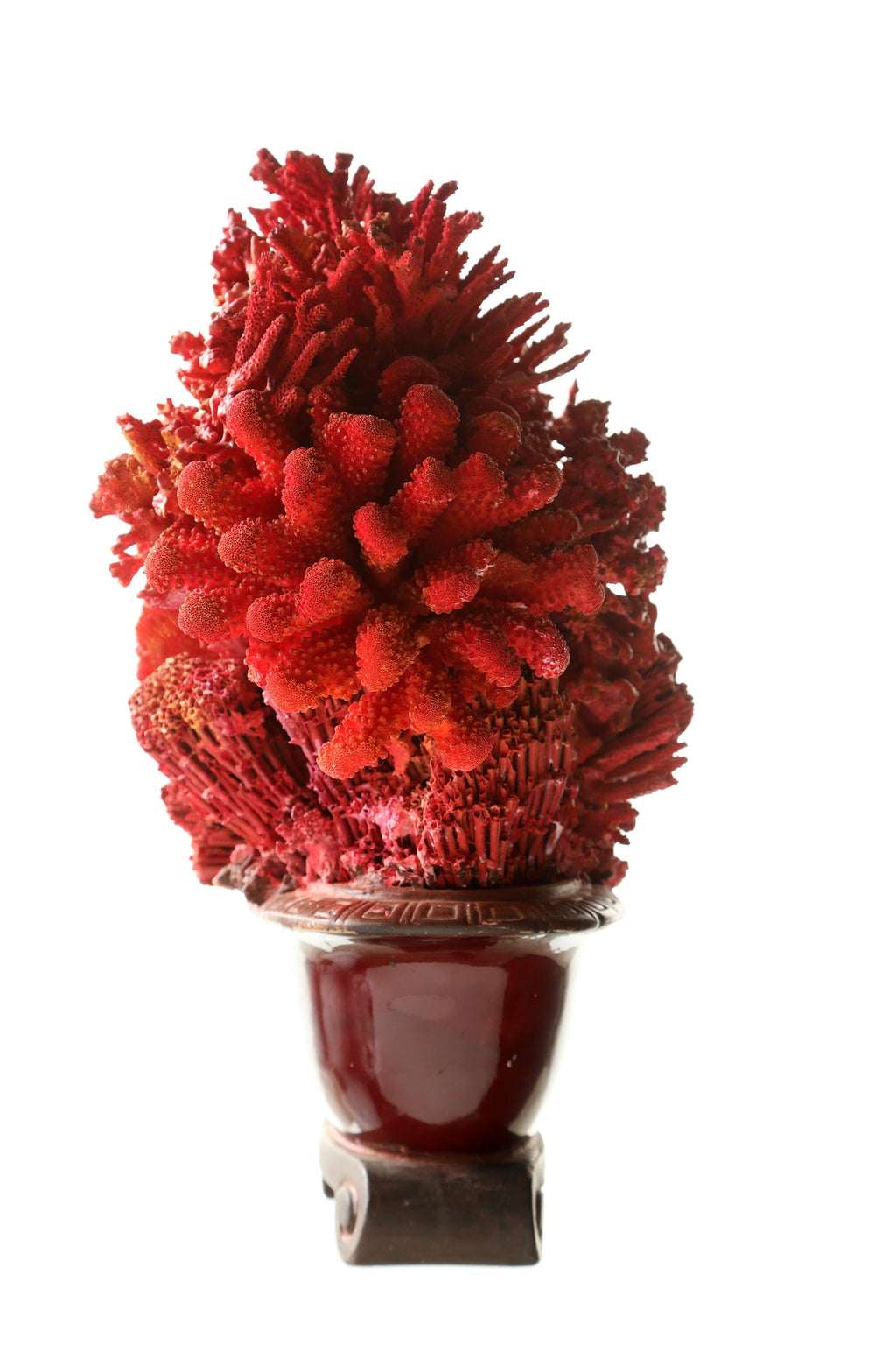 Coral composition oriental vase