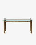 Console from the 70s in brass with glass top