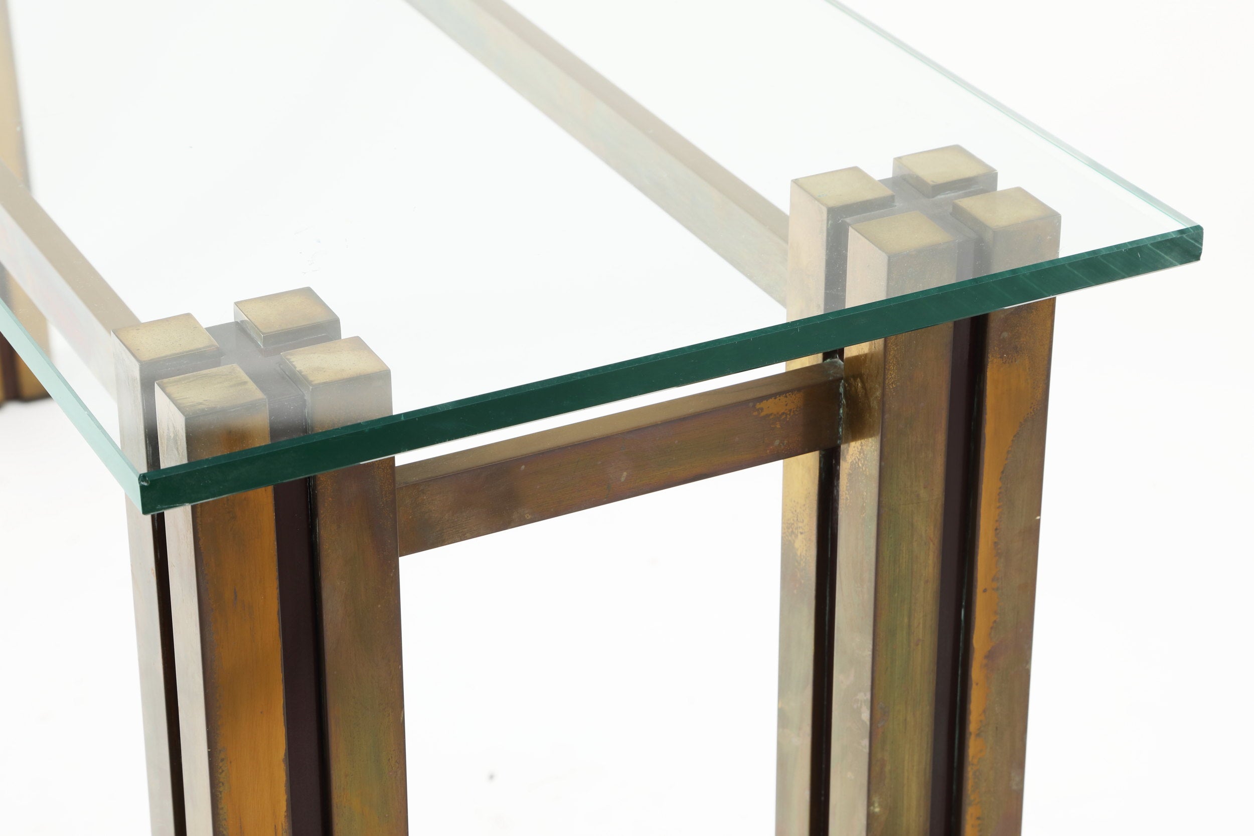 Console from the 70s in brass with glass top