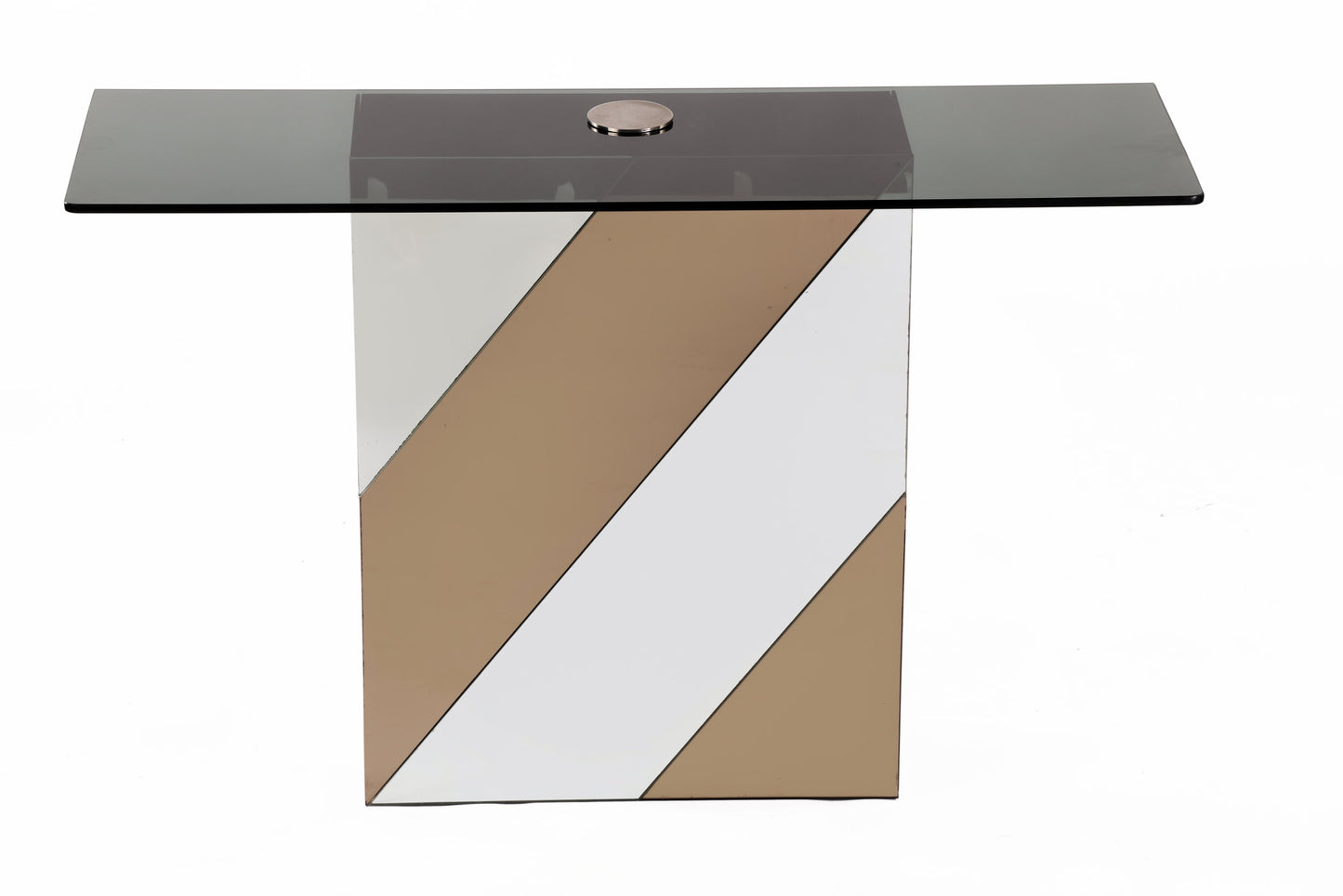 Console with mirror from the 70s with smoked mirrored bands