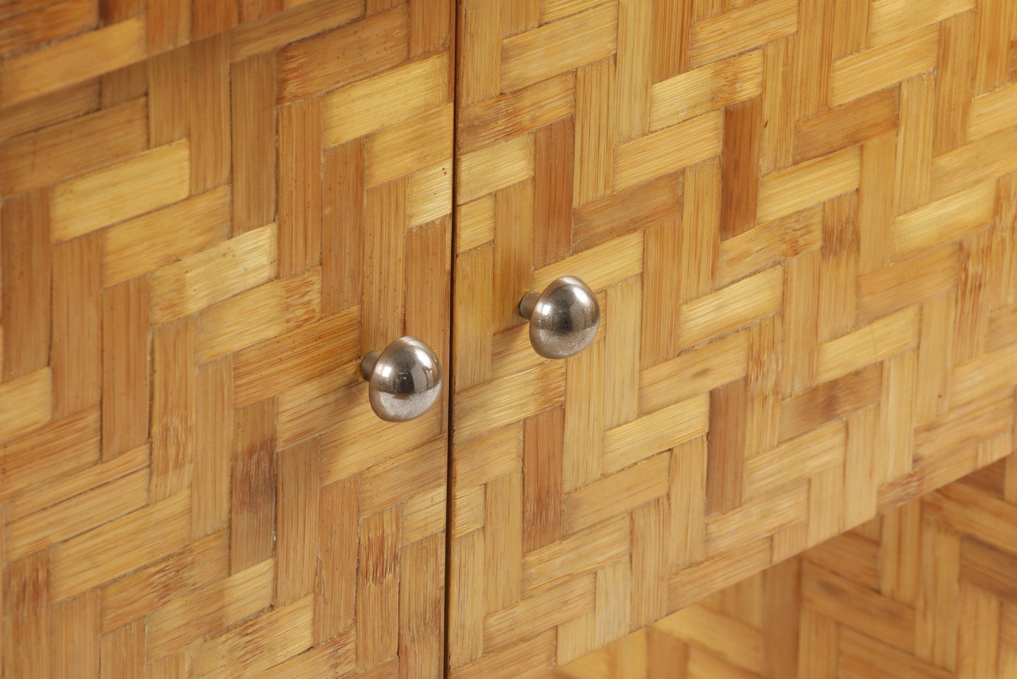 Console with pressed rattan mirror from the 70s