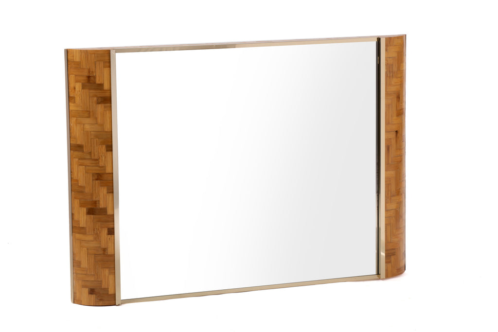 Specchiera rattan pressato e ottone  anni 70