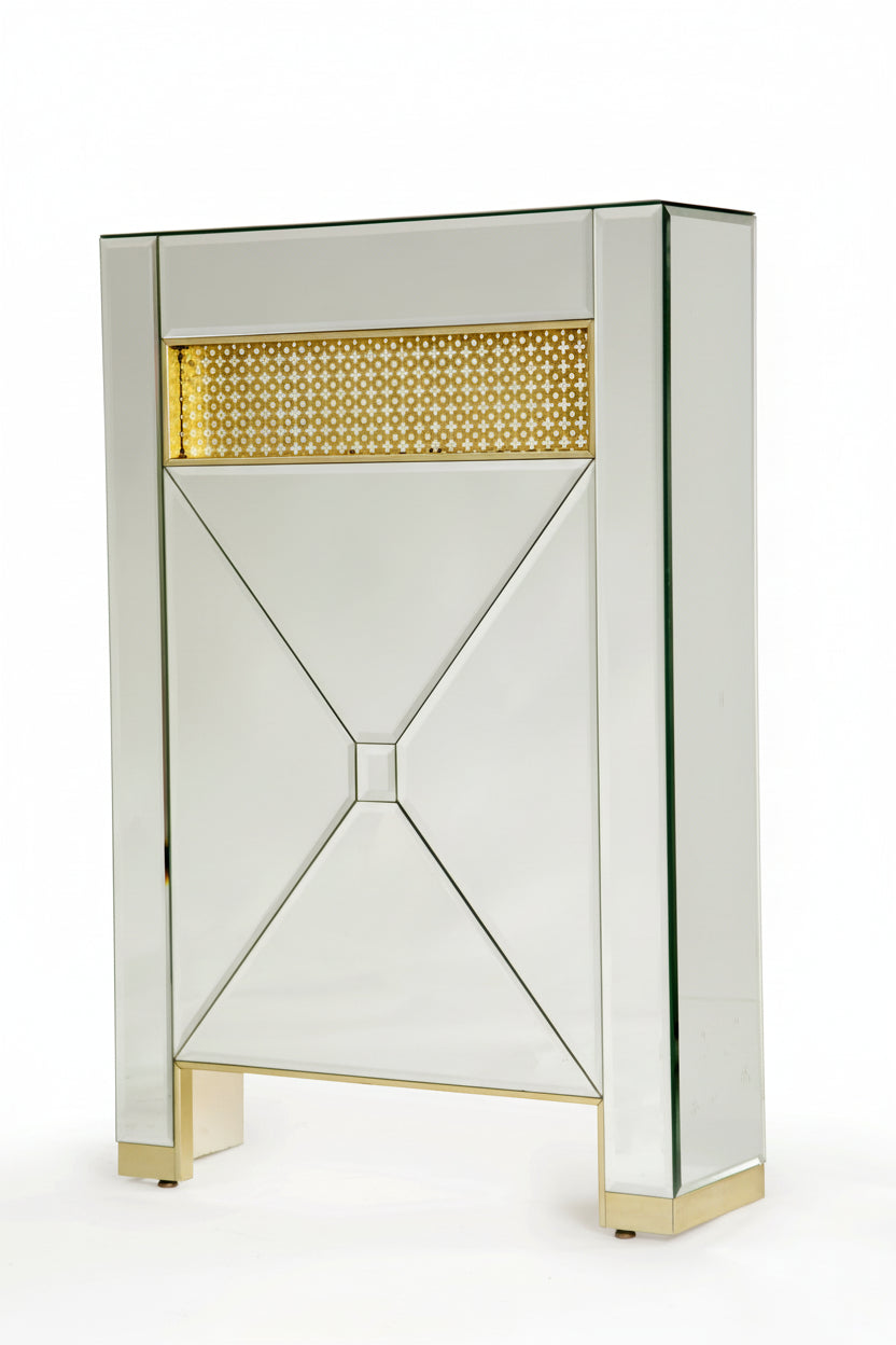 Small mirrored radiator cover console
