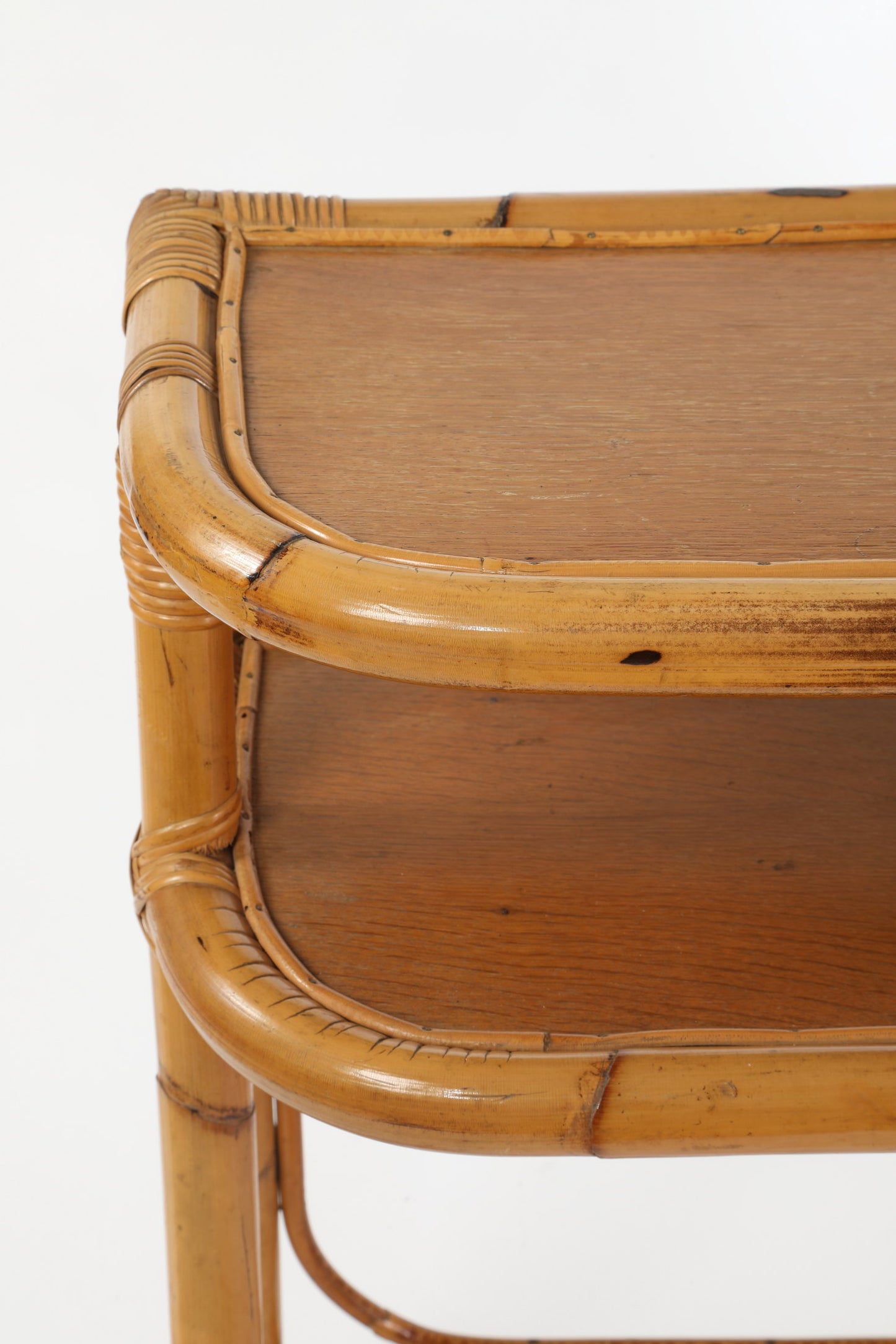 70s outdoor console in bamboo with double shelf