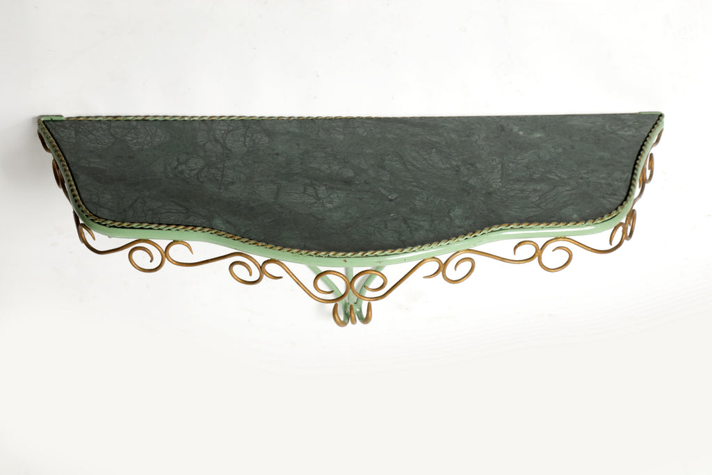 Consolle ferro smaltato marmo verde anni 60